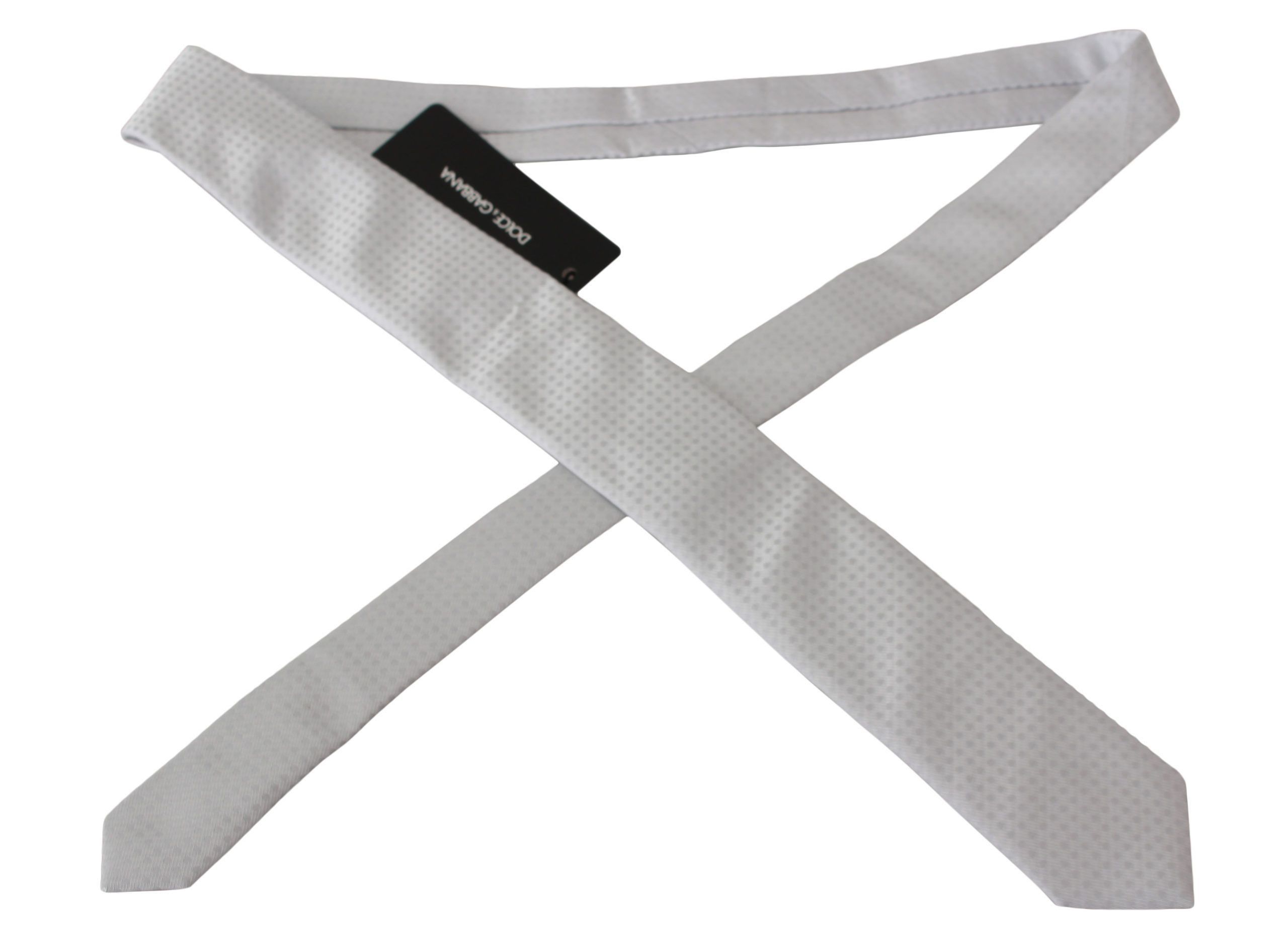 Dolce & Gabbana Elegant White Patterned Silk Blend Neck Men's Tie Size ONE SIZE - 3 Thumbnail