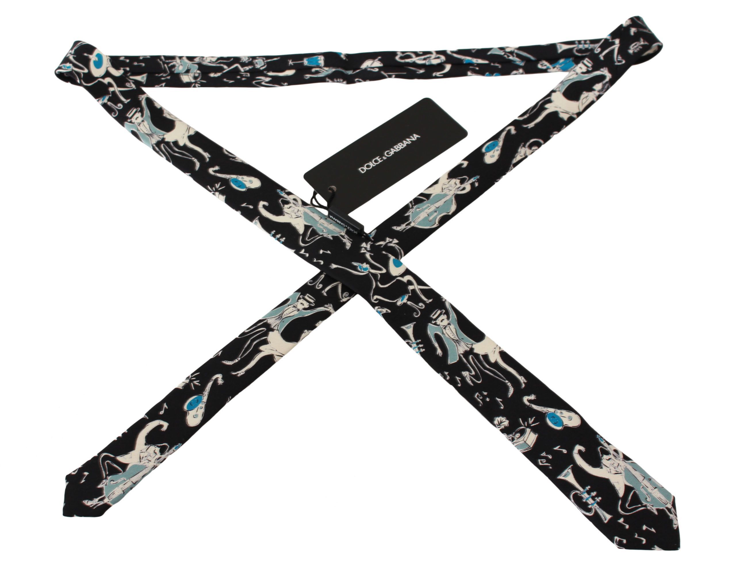 Dolce & Gabbana Elegant Black Music Pattern Silk Neck Men's Tie Size ONE SIZE - 2 Thumbnail