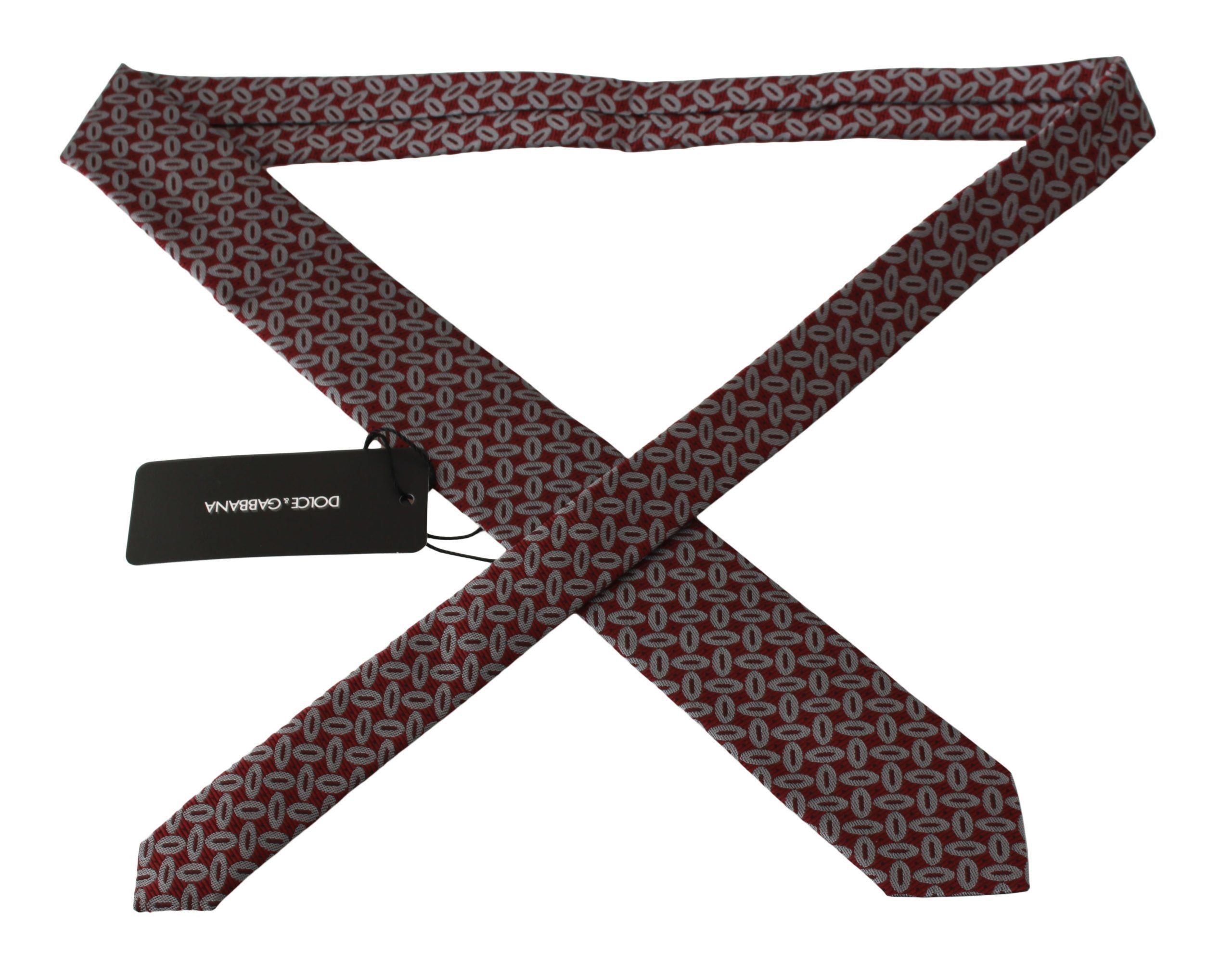 Dolce & Gabbana Elegant Red Printed Silk Neck Men's Tie Size ONE SIZE - 3 Thumbnail