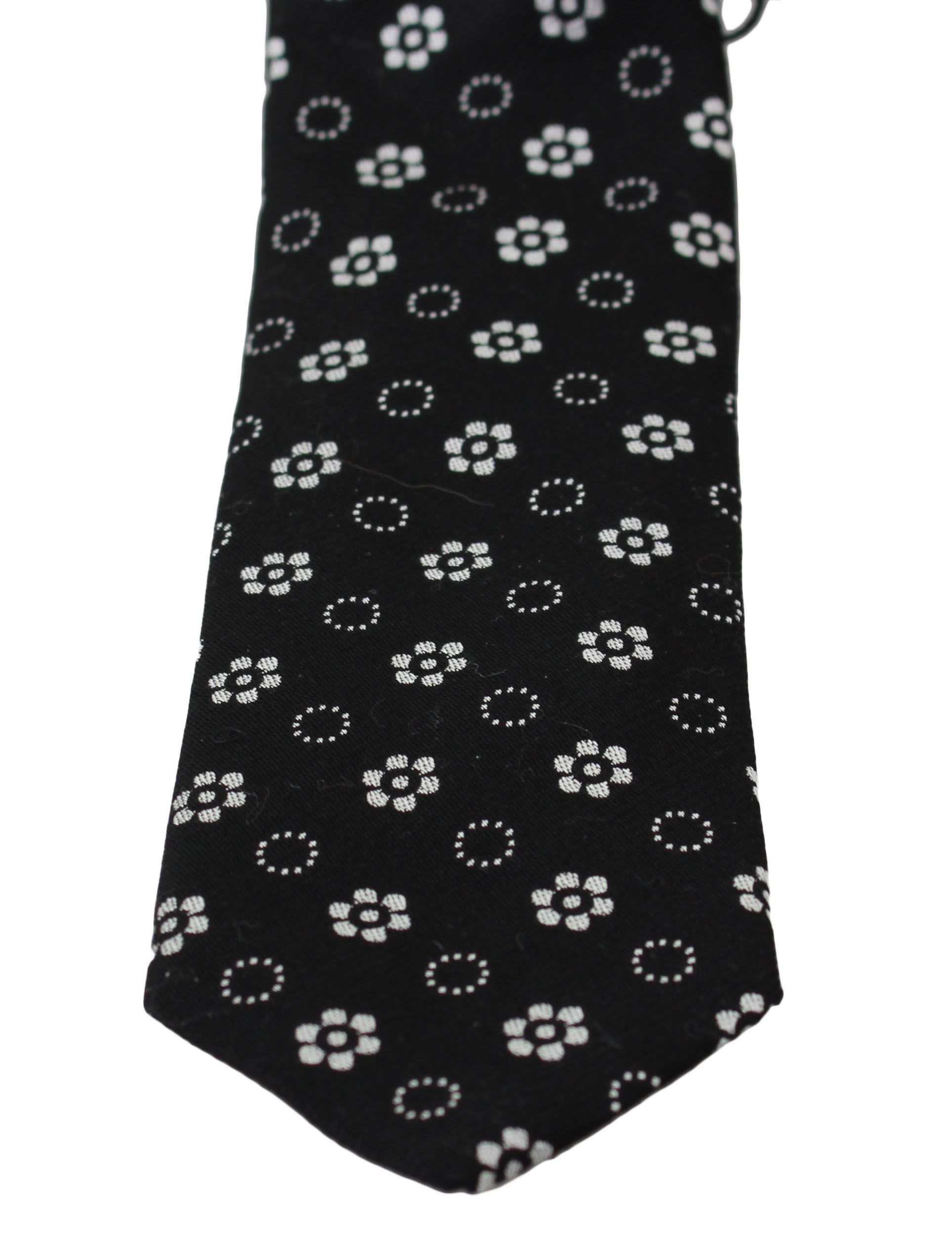 Dolce & Gabbana Elegant Black Floral Silk Men's Necktie Size ONE SIZE - 2 Thumbnail