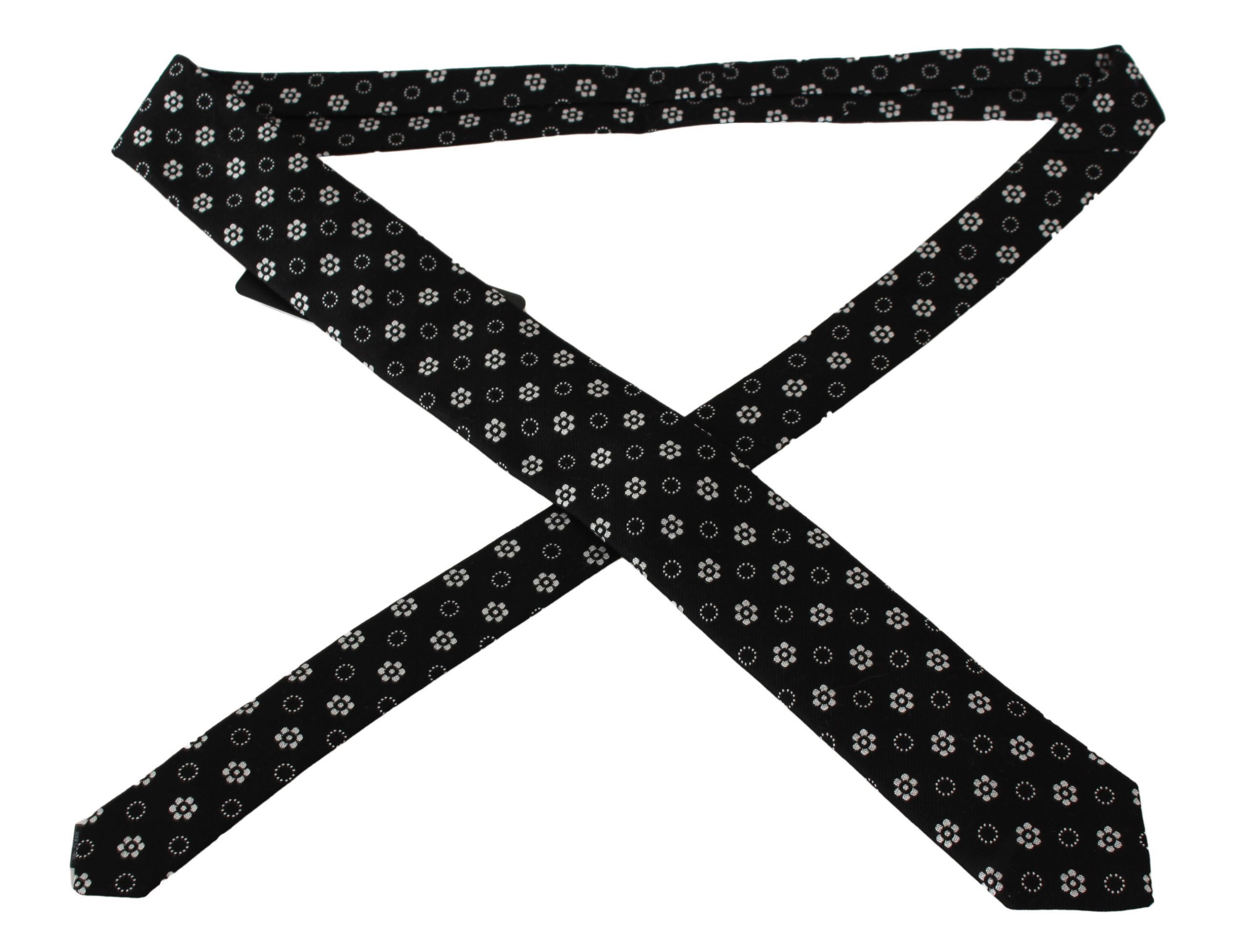 Dolce & Gabbana Elegant Black Floral Silk Men's Necktie Size ONE SIZE - 3 Thumbnail