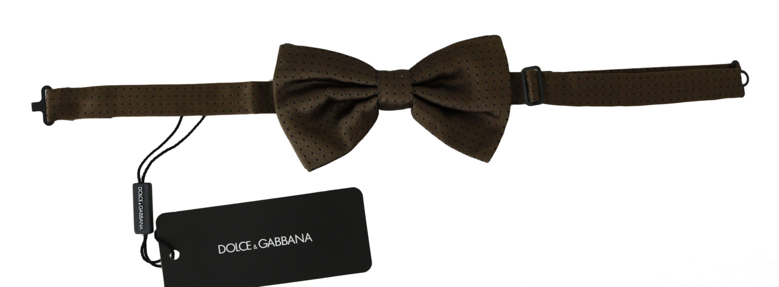 Dolce & Gabbana Elegant Brown Polka Dot Silk Bow Men's Tie Size ONE SIZE - 2 Thumbnail