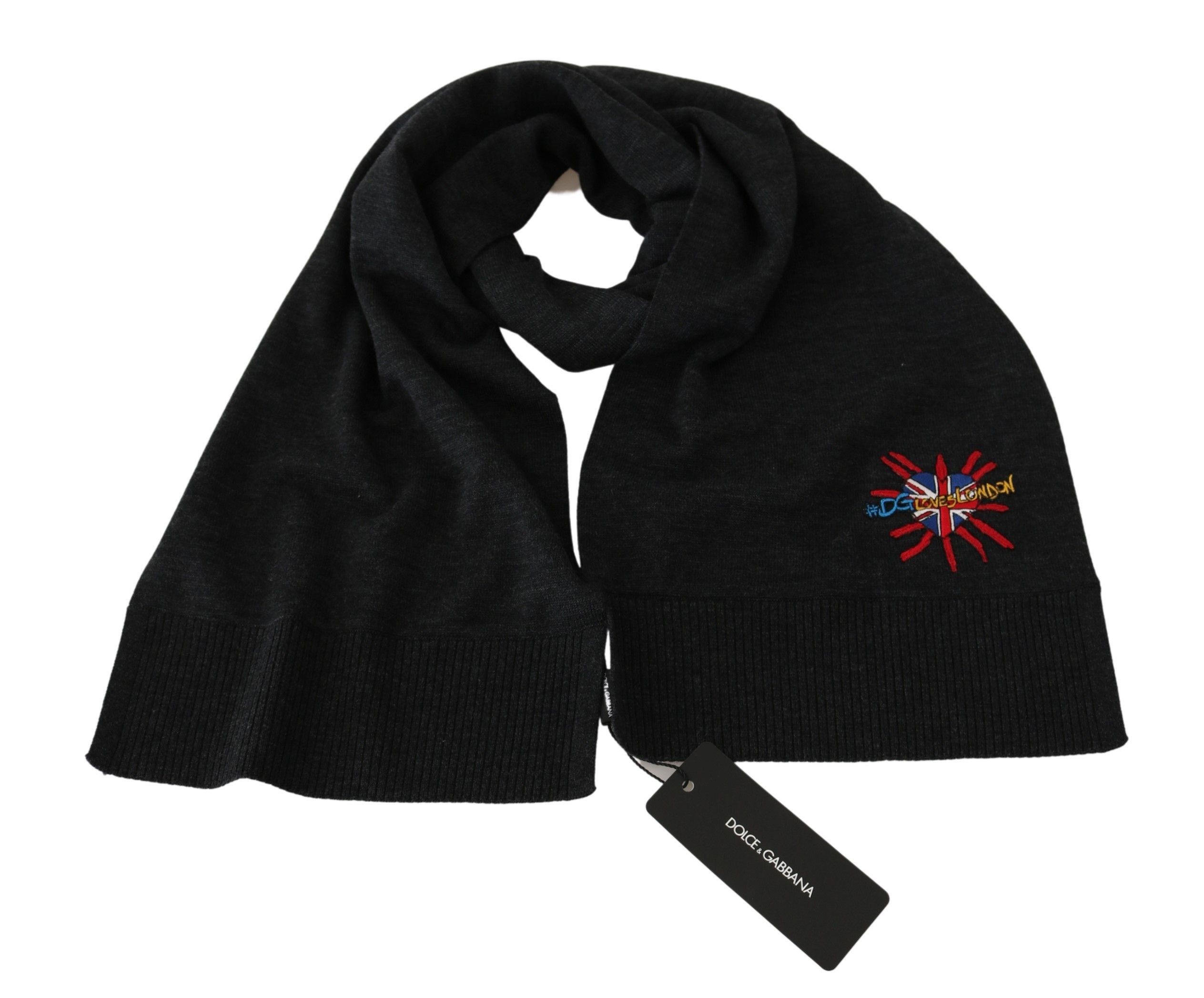 Dolce & Gabbana Elegant Virgin Wool Men's Scarf with Men's Embroidery Size ONE SIZE - 3 Thumbnail
