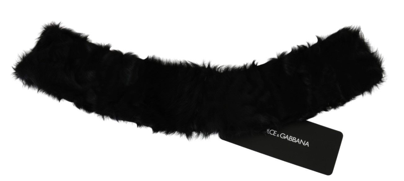 Dolce & Gabbana Elegant Black Lambskin Women's Scarf Size ONE SIZE - 4 Thumbnail