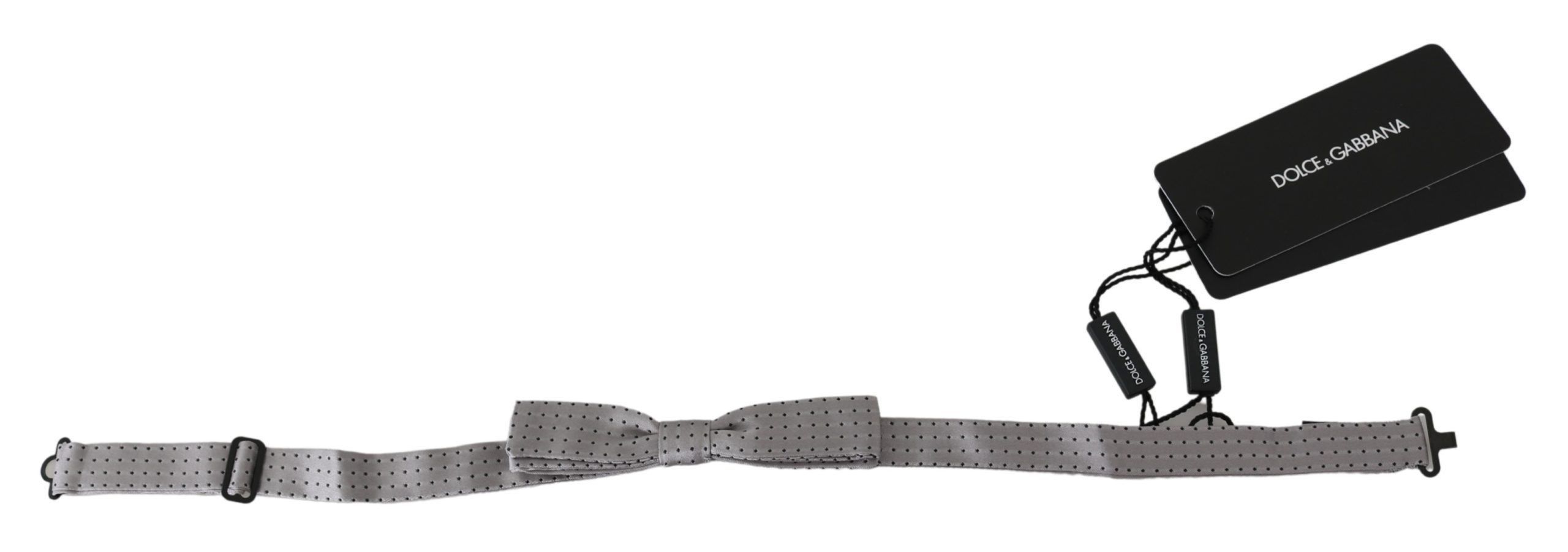 Dolce & Gabbana Elegant Silk Gray Polka Dot Bow Men's Tie Size ONE SIZE - 2 Thumbnail