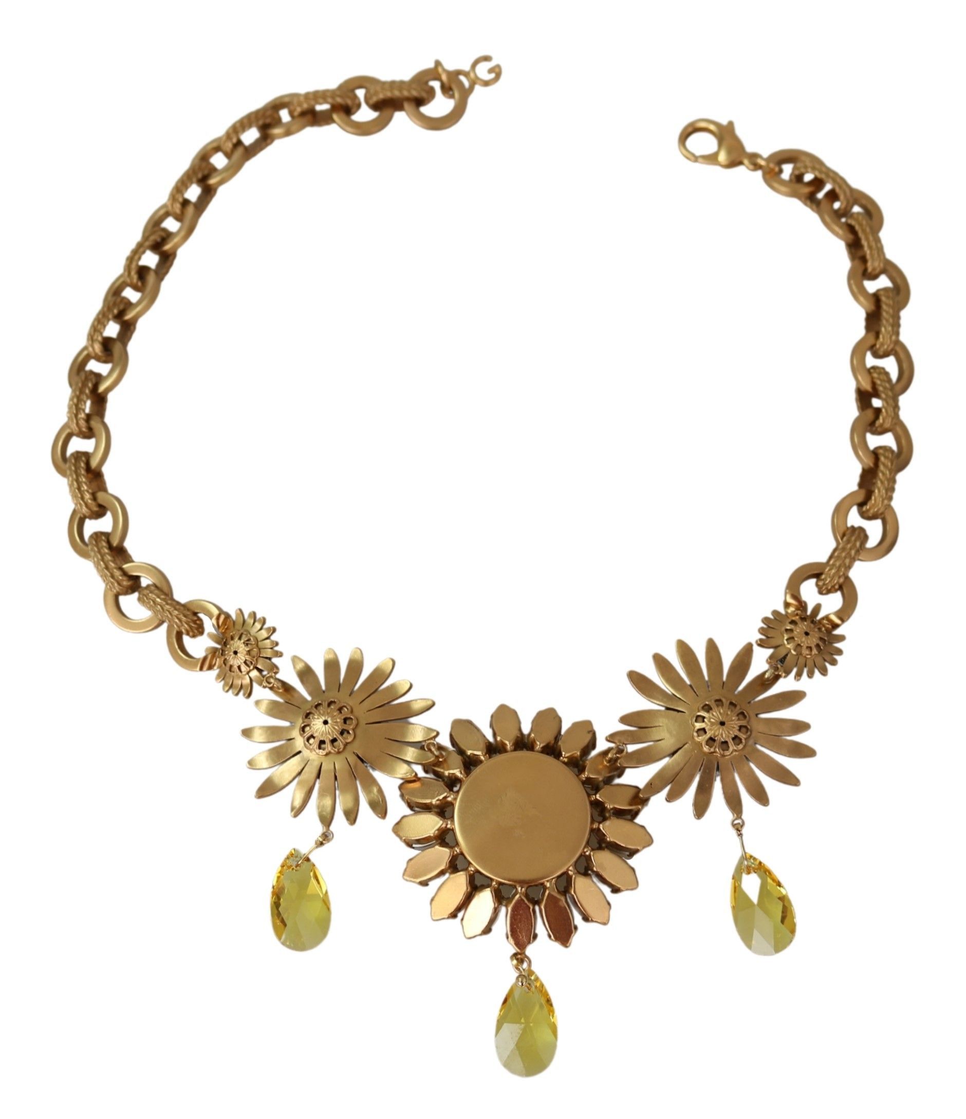 Dolce & Gabbana Elegant Gold Floral Crystal Statement Women's Necklace Size ONE SIZE - 5 Thumbnail