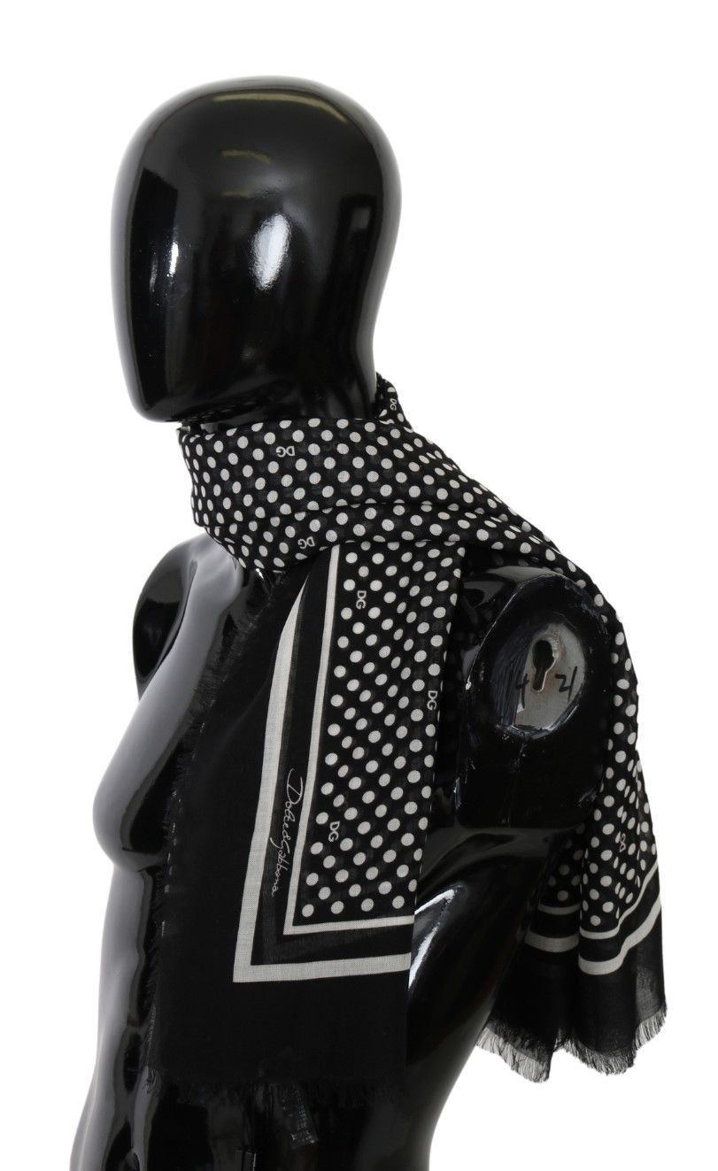 Dolce & Gabbana Elegant Black Silk Blend Polka Dotted Men's Men's Scarf Size ONE SIZE - 5 Thumbnail