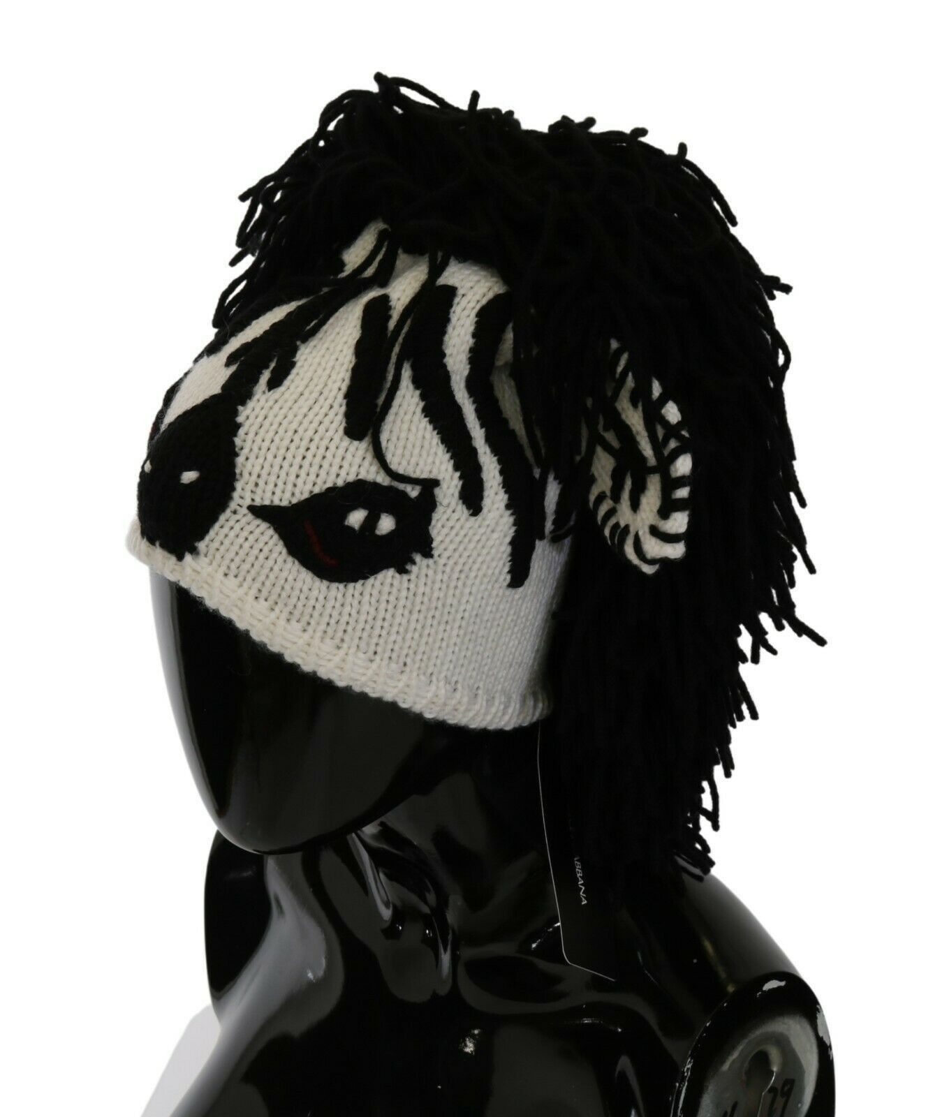 Dolce & Gabbana Black and White Knitted Cashmere Women's Beanie Size ONE SIZE - 2 Thumbnail