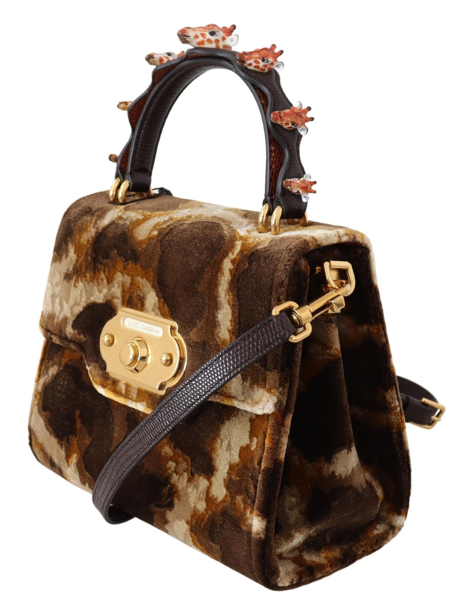Dolce & Gabbana Elegant Giraffe Pattern Welcome Bag with Gold Women's Size ONE SIZE - 5 Thumbnail