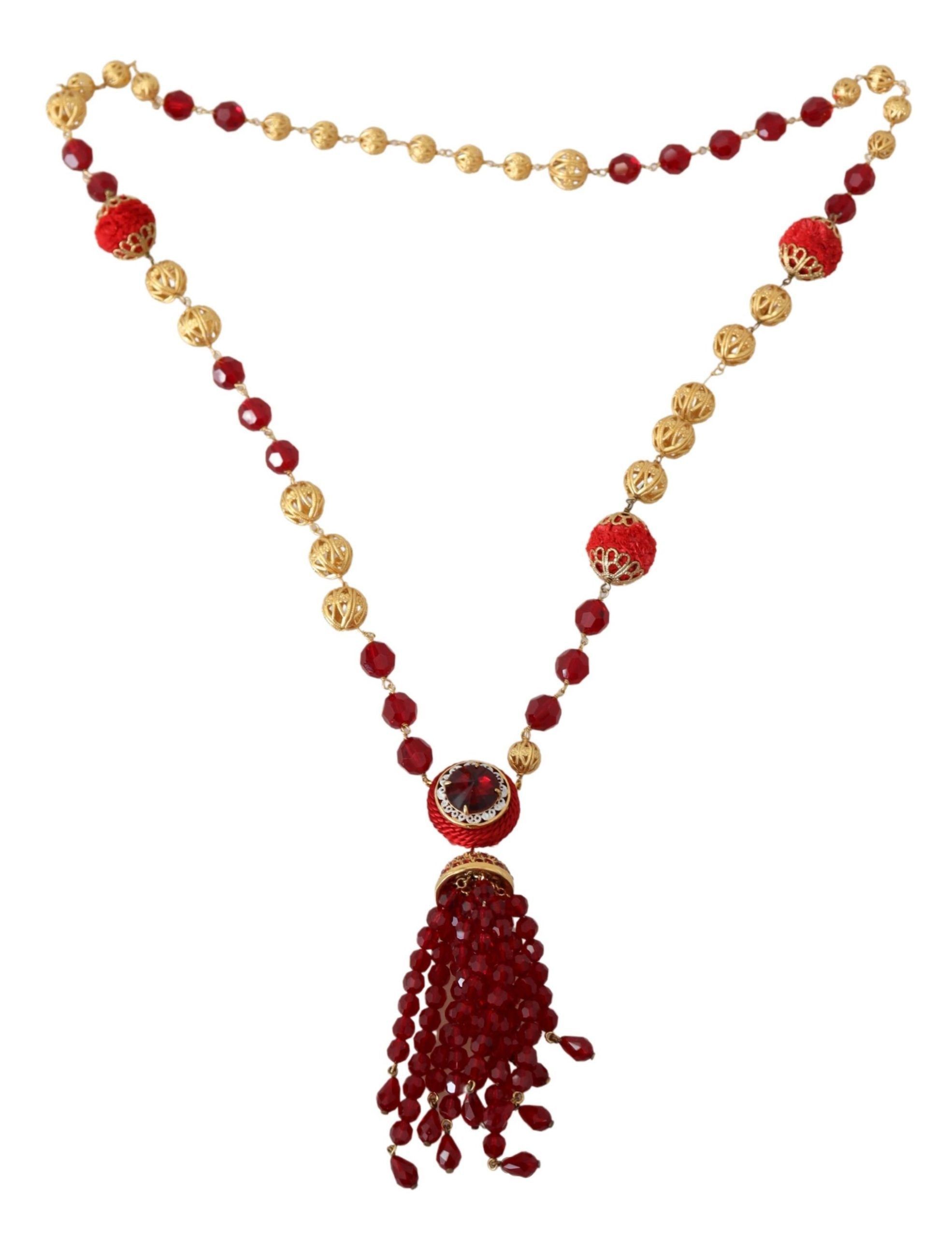 Dolce & Gabbana Elegant Red Crystal Gold-Plated Women's Necklace Size ONE SIZE - 3 Thumbnail