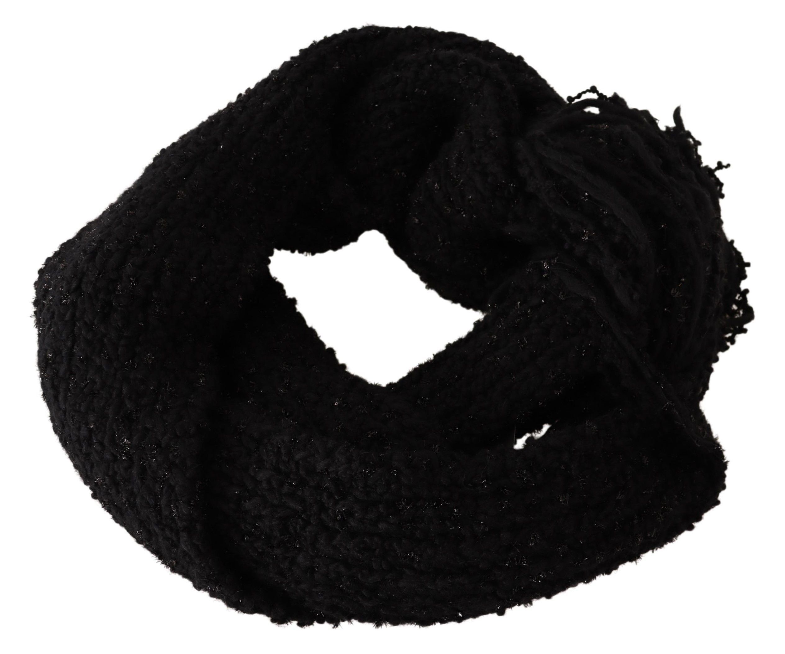 Dolce & Gabbana Elegant Black Wool-Blend Designer Women's Scarf Size ONE SIZE - 3 Thumbnail