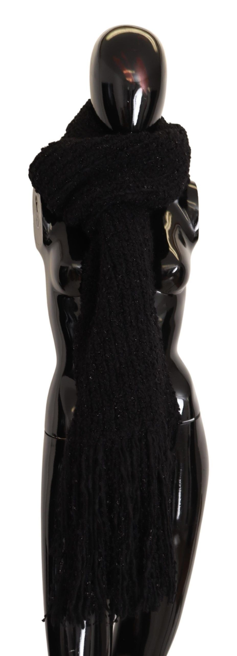 Dolce & Gabbana Elegant Black Wool-Blend Designer Women's Scarf Size ONE SIZE - 2 Thumbnail
