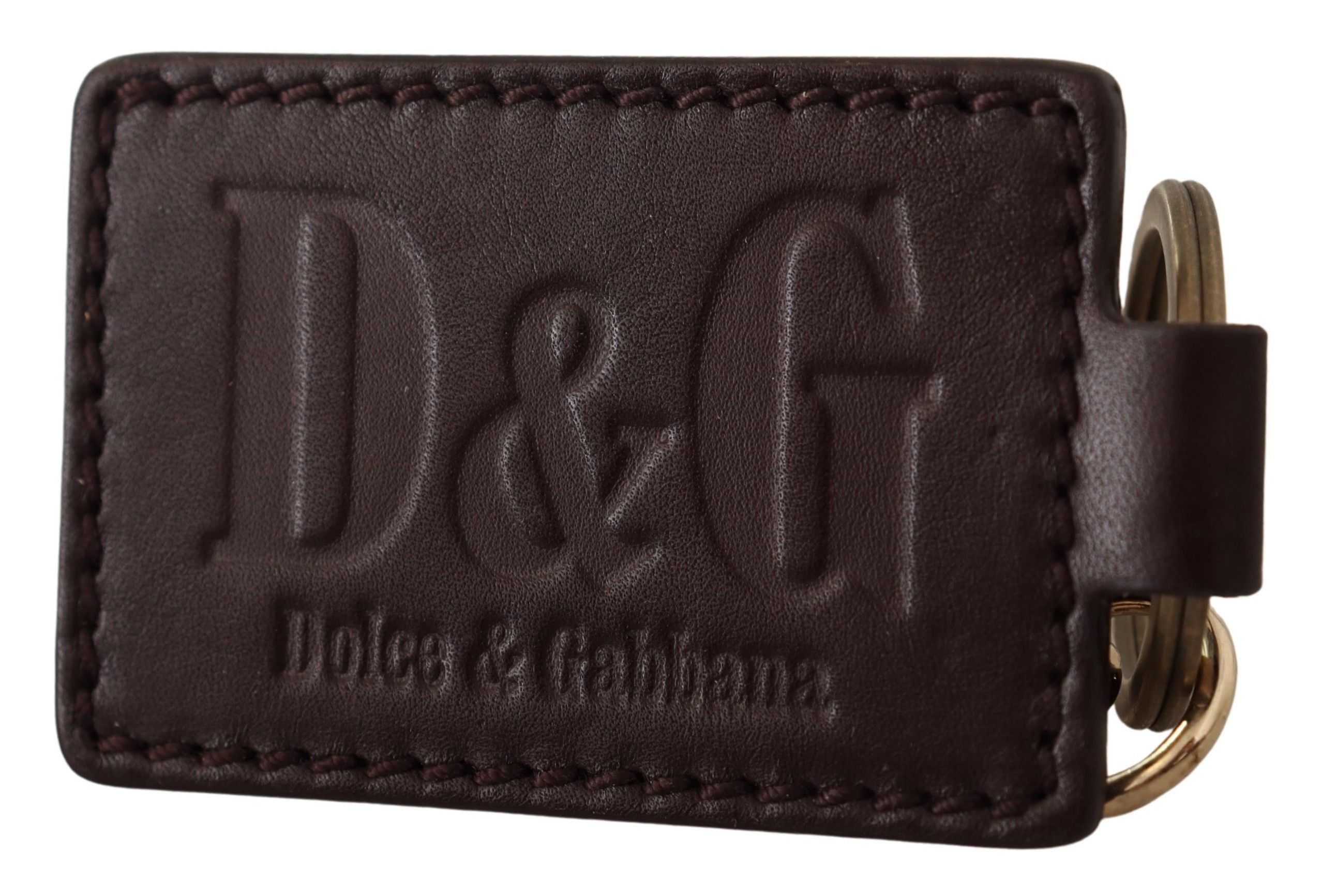 Dolce & Gabbana Elegant Unisex Leather Keyring with Gold Men's Detail Size ONE SIZE - 3 Thumbnail