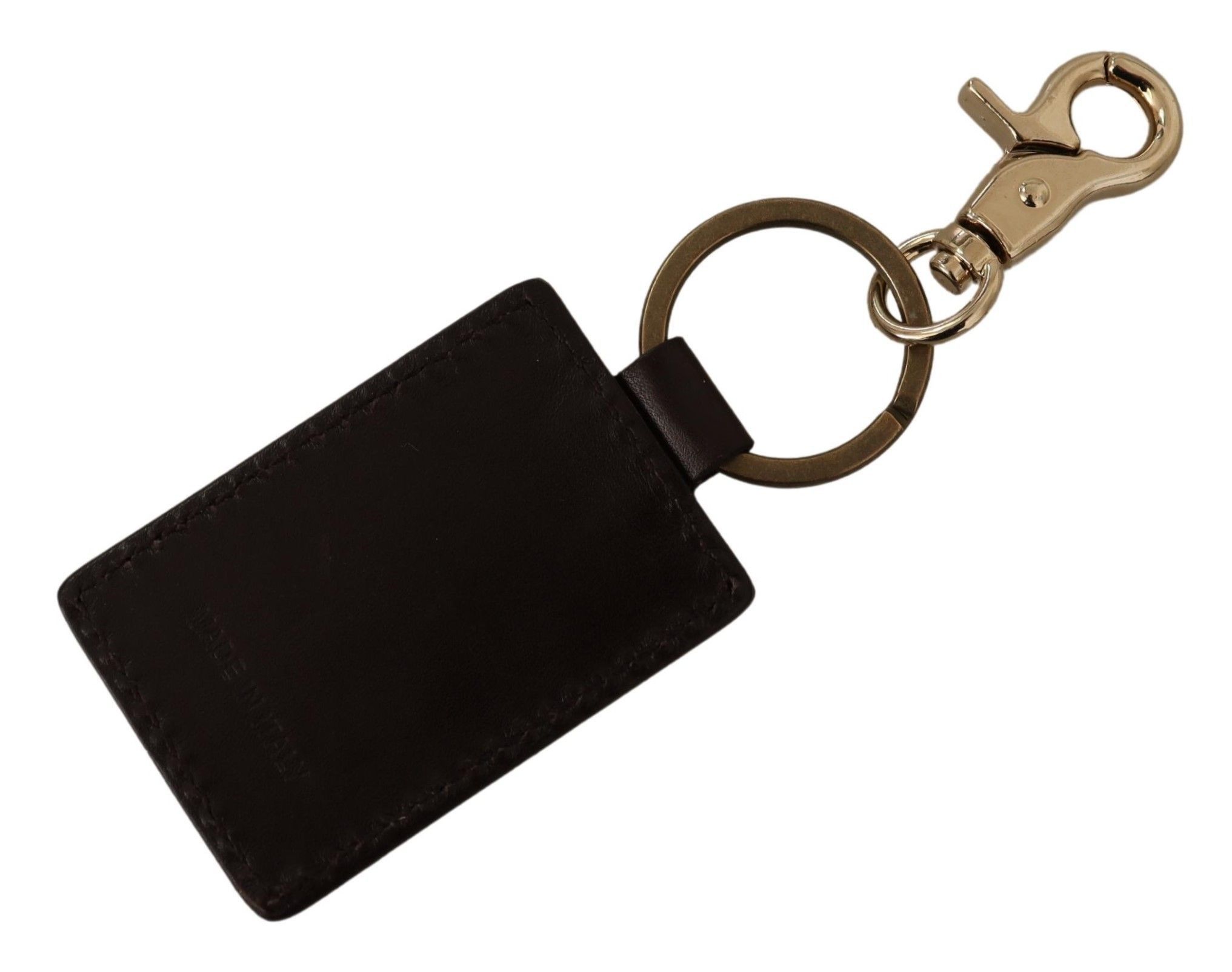 Dolce & Gabbana Elegant Unisex Leather Keyring with Gold Men's Detail Size ONE SIZE - 2 Thumbnail