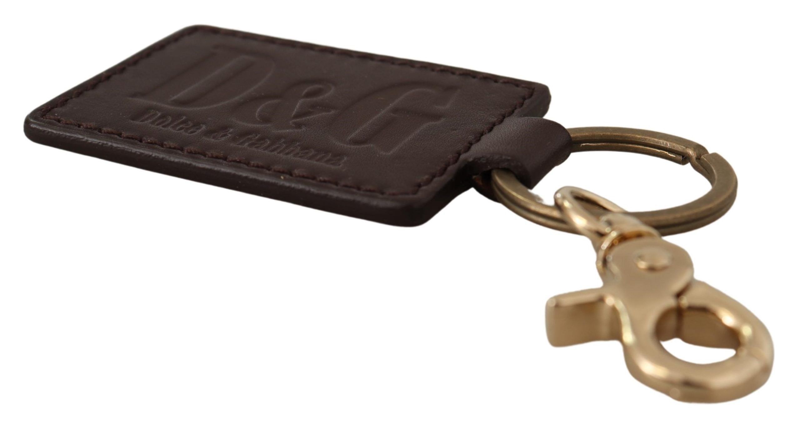 Dolce & Gabbana Elegant Unisex Leather Keyring with Gold Men's Detail Size ONE SIZE - 4 Thumbnail