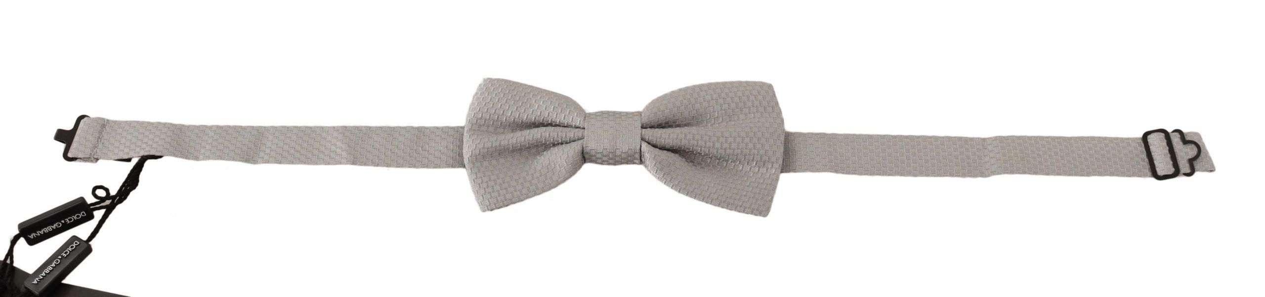 Dolce & Gabbana Elegant Silver Silk Bow Men's Tie Size ONE SIZE - 2 Thumbnail