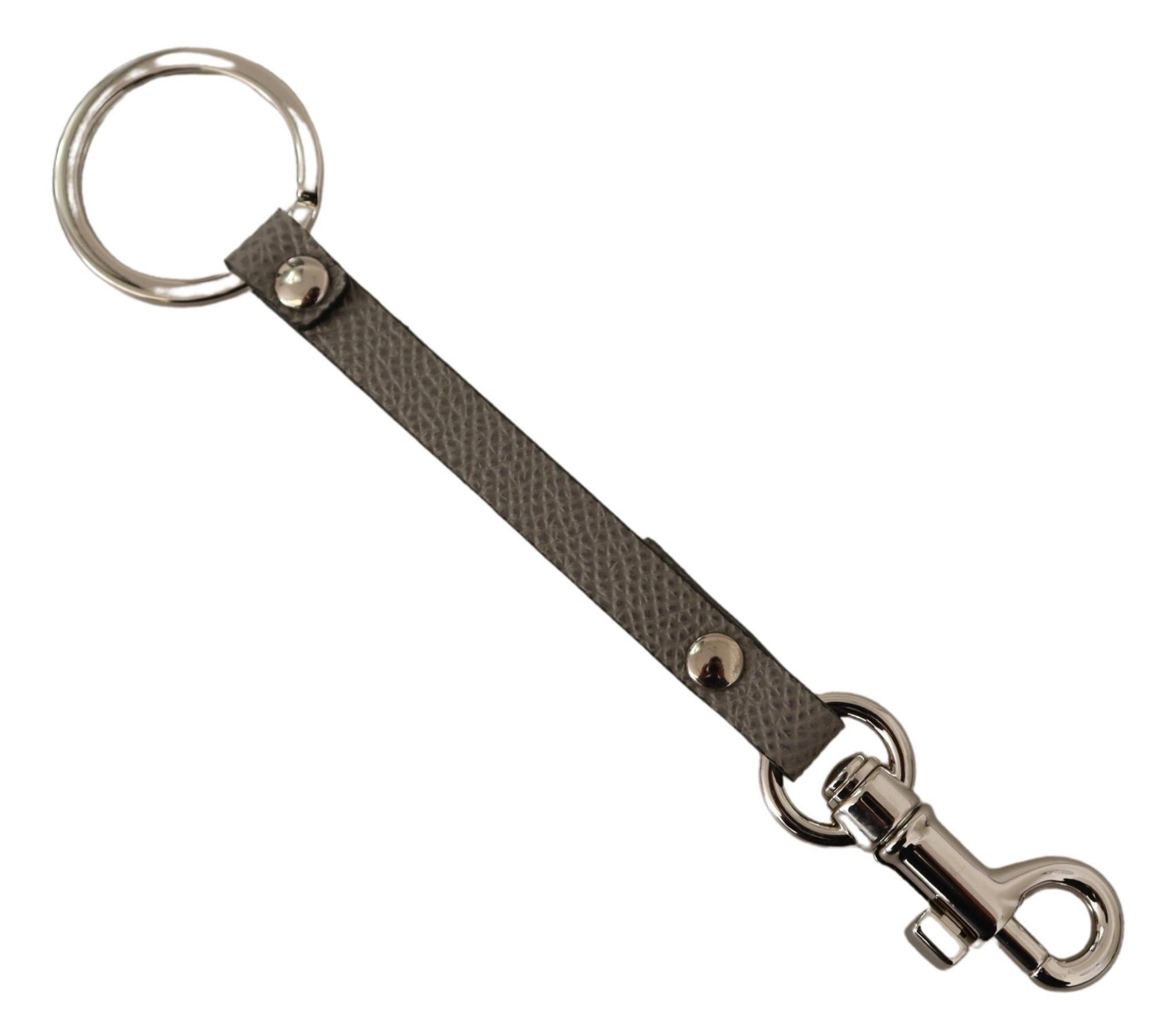 Dolce & Gabbana Elegant Gray Leather Keyring with Silver Men's Accents Size ONE SIZE - 2 Thumbnail