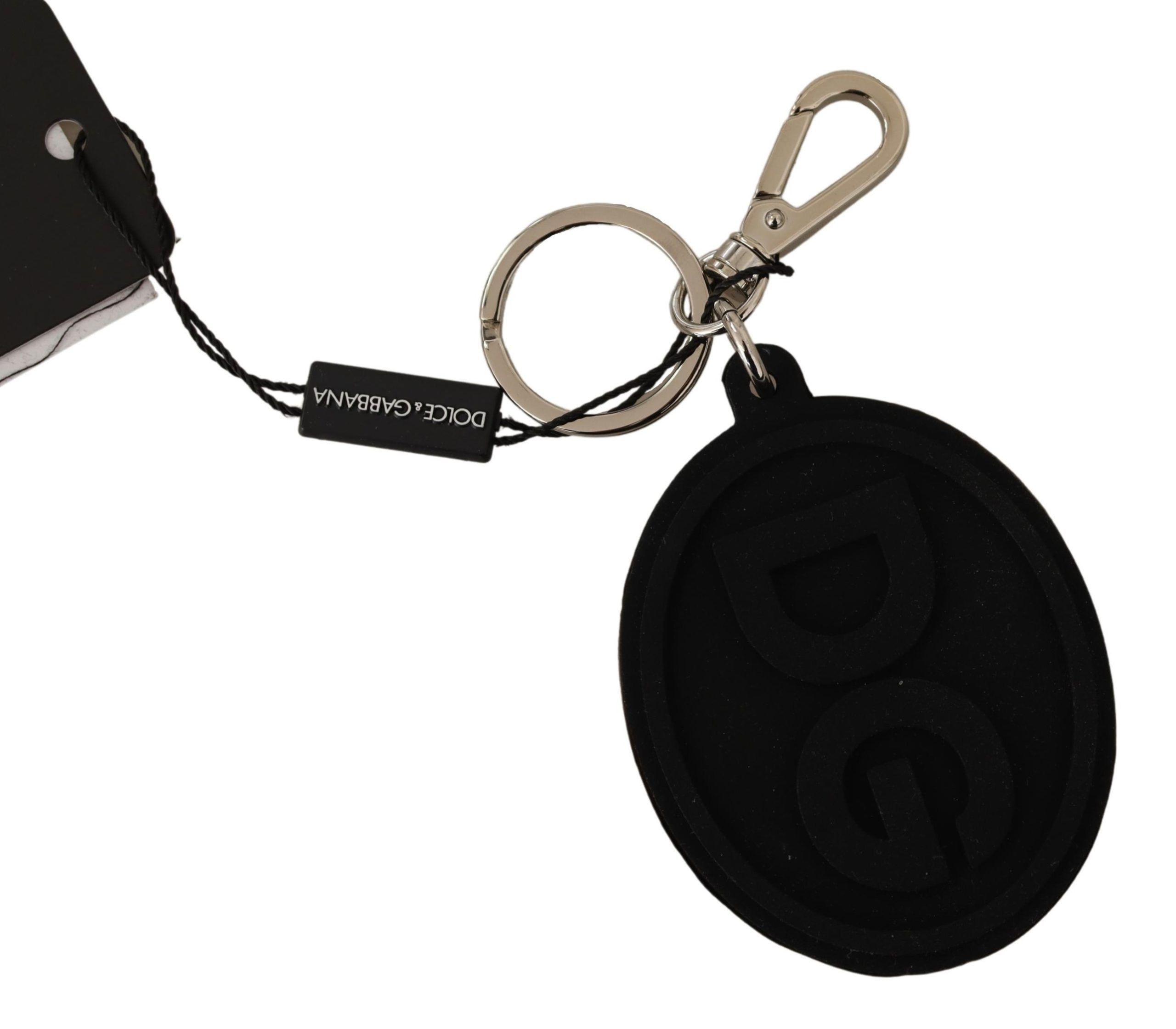 Dolce & Gabbana Chic Black Rubber & Brass Logo Men's Keychain Size ONE SIZE - 2 Thumbnail