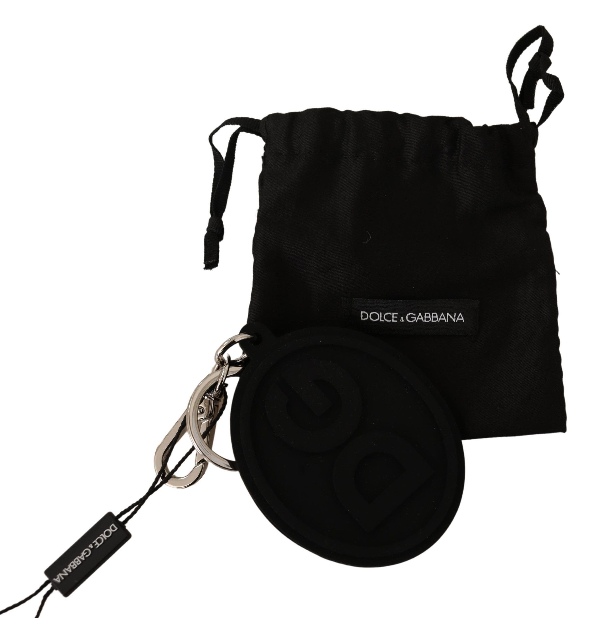 Dolce & Gabbana Chic Black Rubber & Brass Logo Men's Keychain Size ONE SIZE - 3 Thumbnail