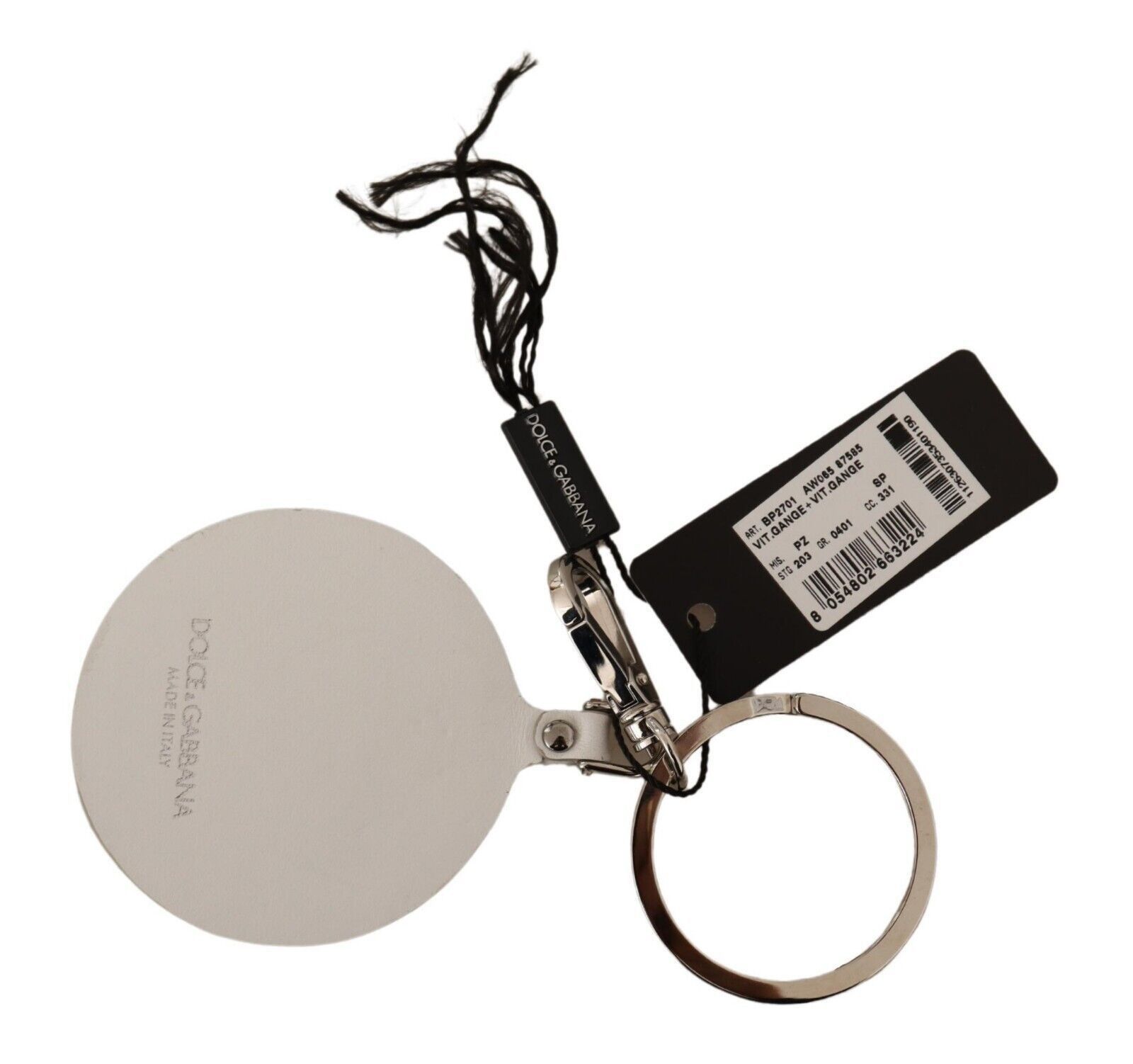 Dolce & Gabbana Chic White Leather Men's Keychain Size ONE SIZE - 3 Thumbnail