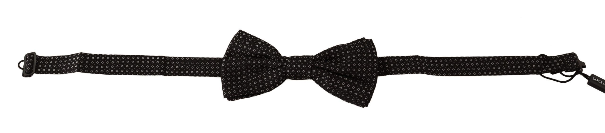 Dolce & Gabbana Elegant Black Patterned Silk Bow Men's Tie Size ONE SIZE - 2 Thumbnail