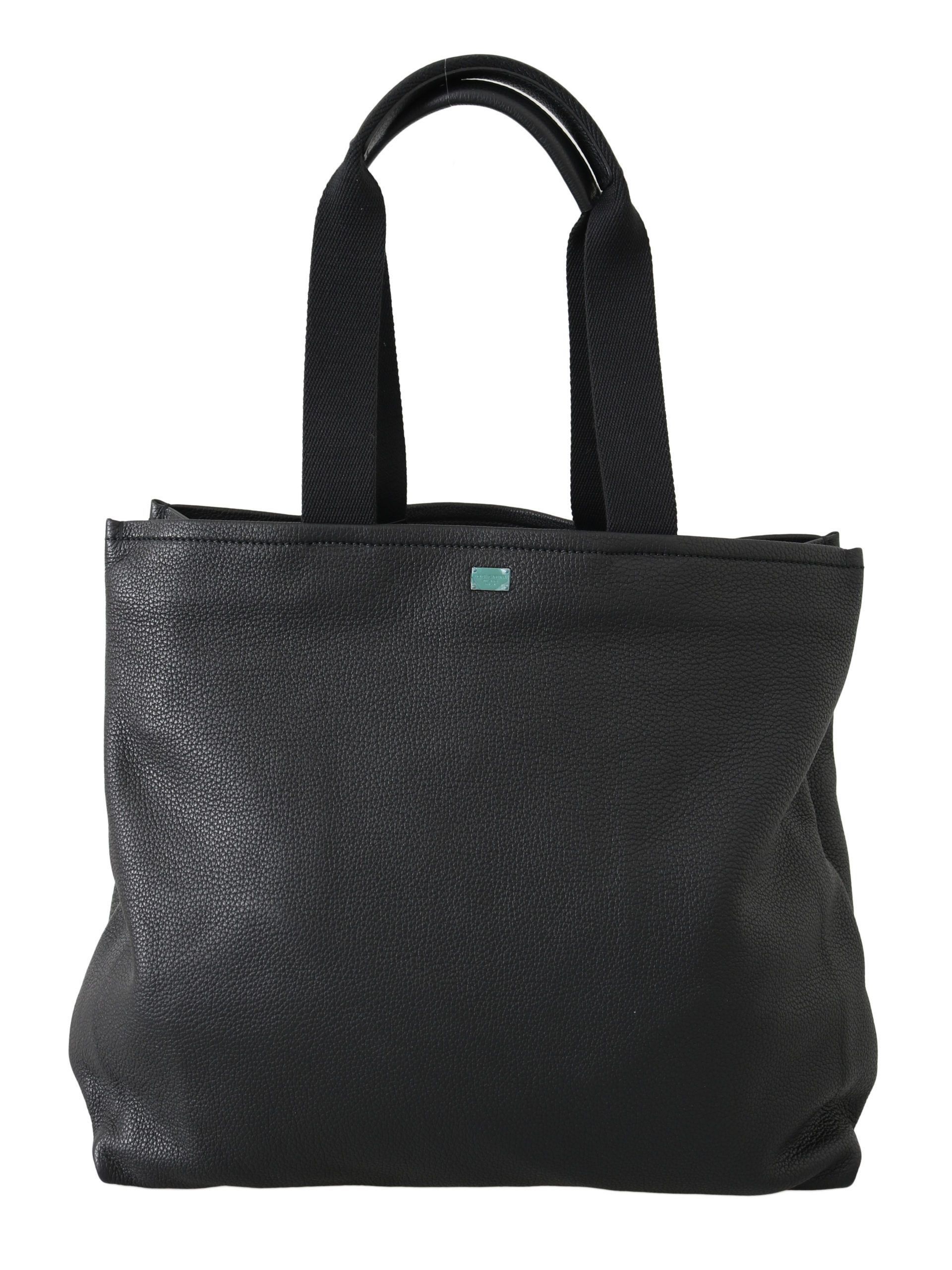Dolce & Gabbana Elegant Black Leather Tote for Men's Men Size ONE SIZE - 2 Thumbnail