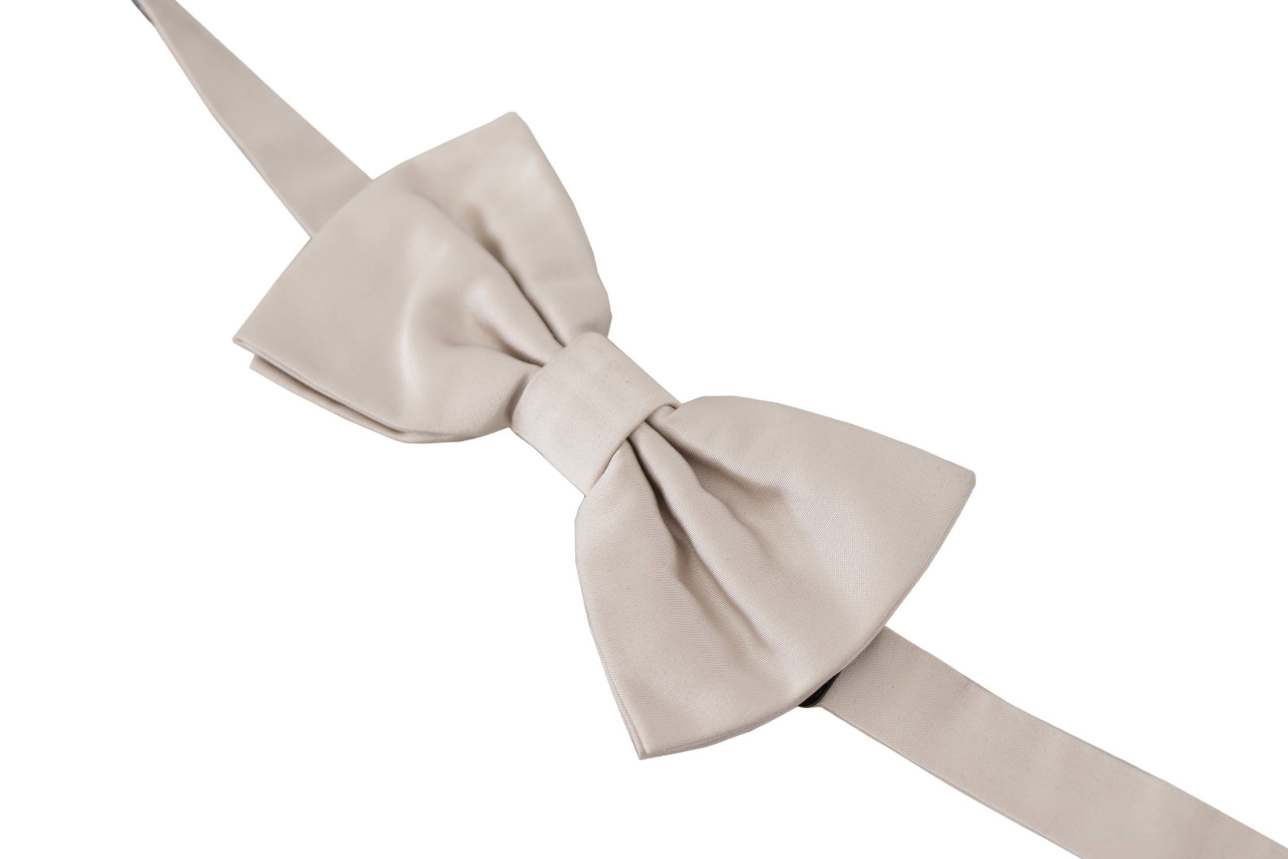 Dolce & Gabbana Exquisite Silk Gray Bow Men's Tie Size ONE SIZE - 3 Thumbnail
