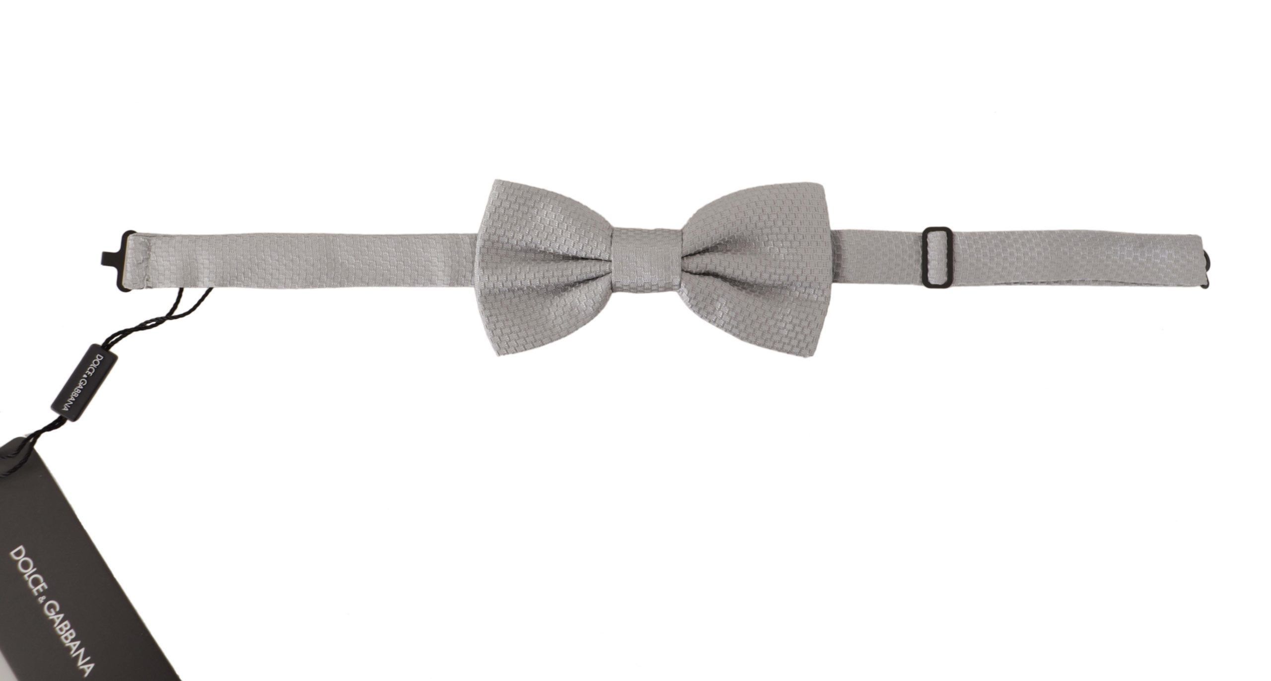 Dolce & Gabbana Chic Gray Silk Bow Men's Tie Size ONE SIZE - 3 Thumbnail