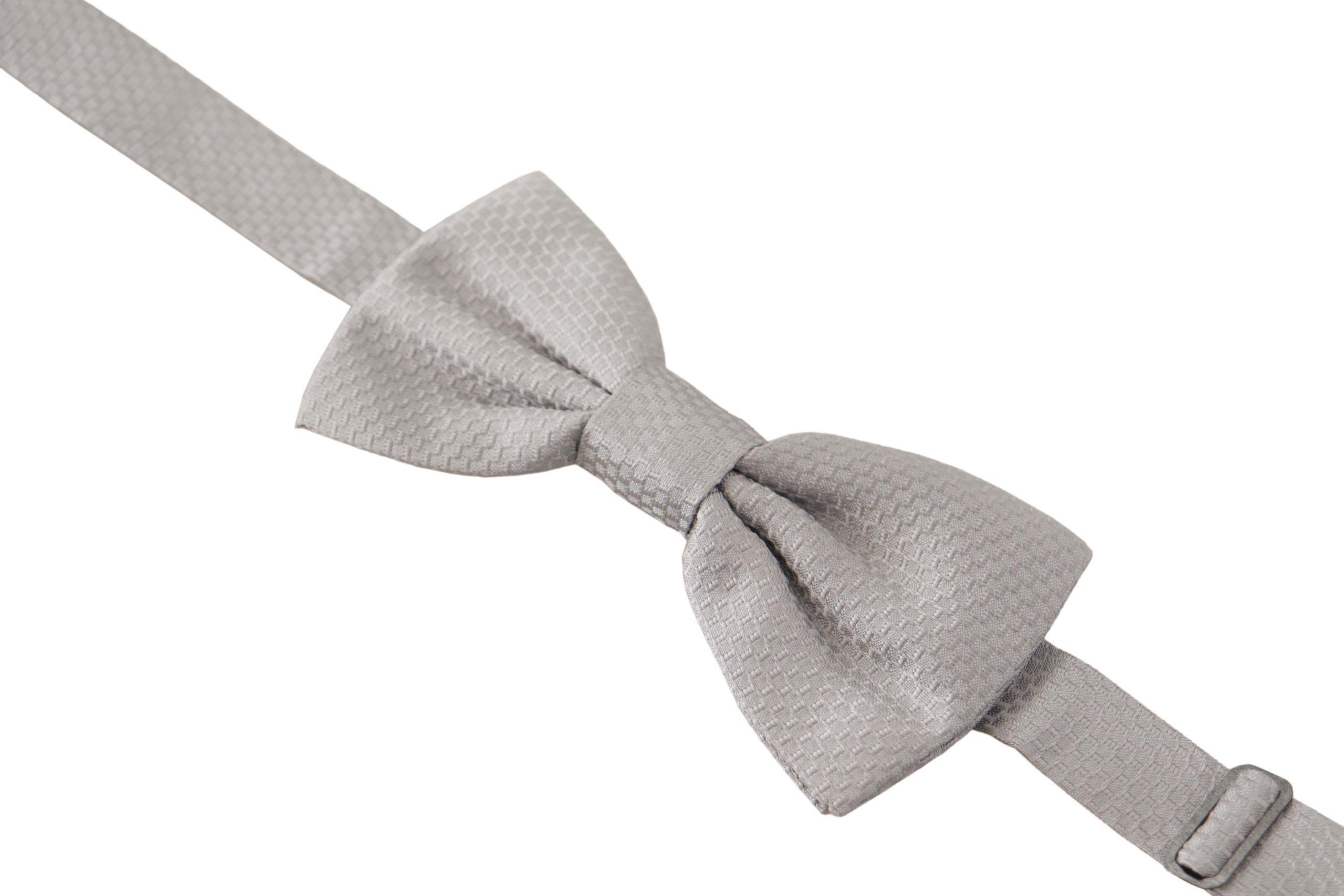 Dolce & Gabbana Chic Gray Silk Bow Men's Tie Size ONE SIZE - 2 Thumbnail