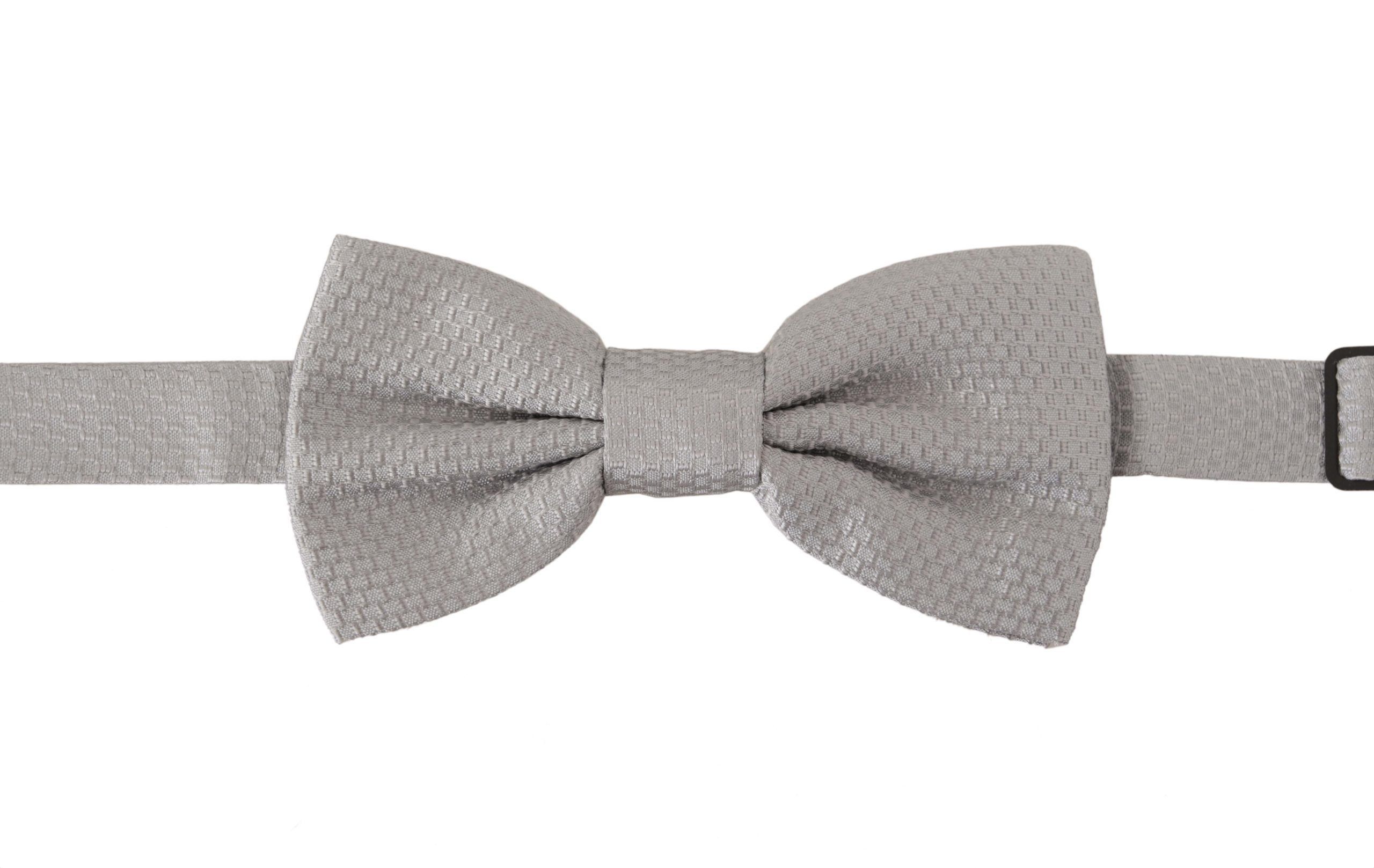 Dolce & Gabbana Chic Gray Silk Bow Men's Tie Size ONE SIZE - 4 Thumbnail