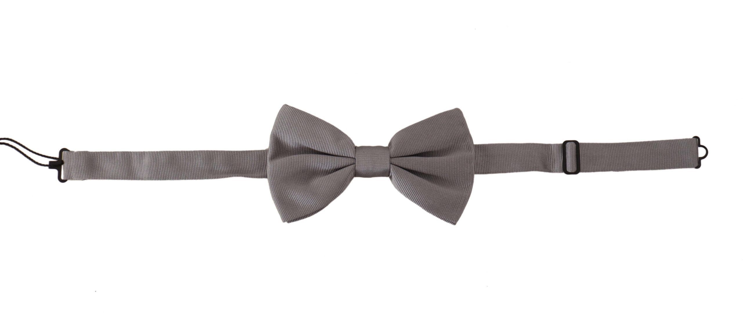 Dolce & Gabbana Elegant Gray Silk Bow Men's Tie Size ONE SIZE - 2 Thumbnail