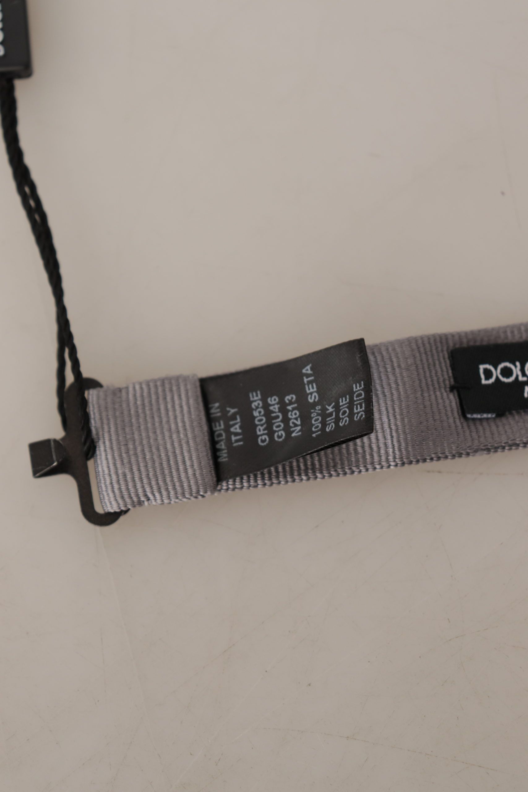 Dolce & Gabbana Elegant Gray Silk Bow Men's Tie Size ONE SIZE - 5 Thumbnail
