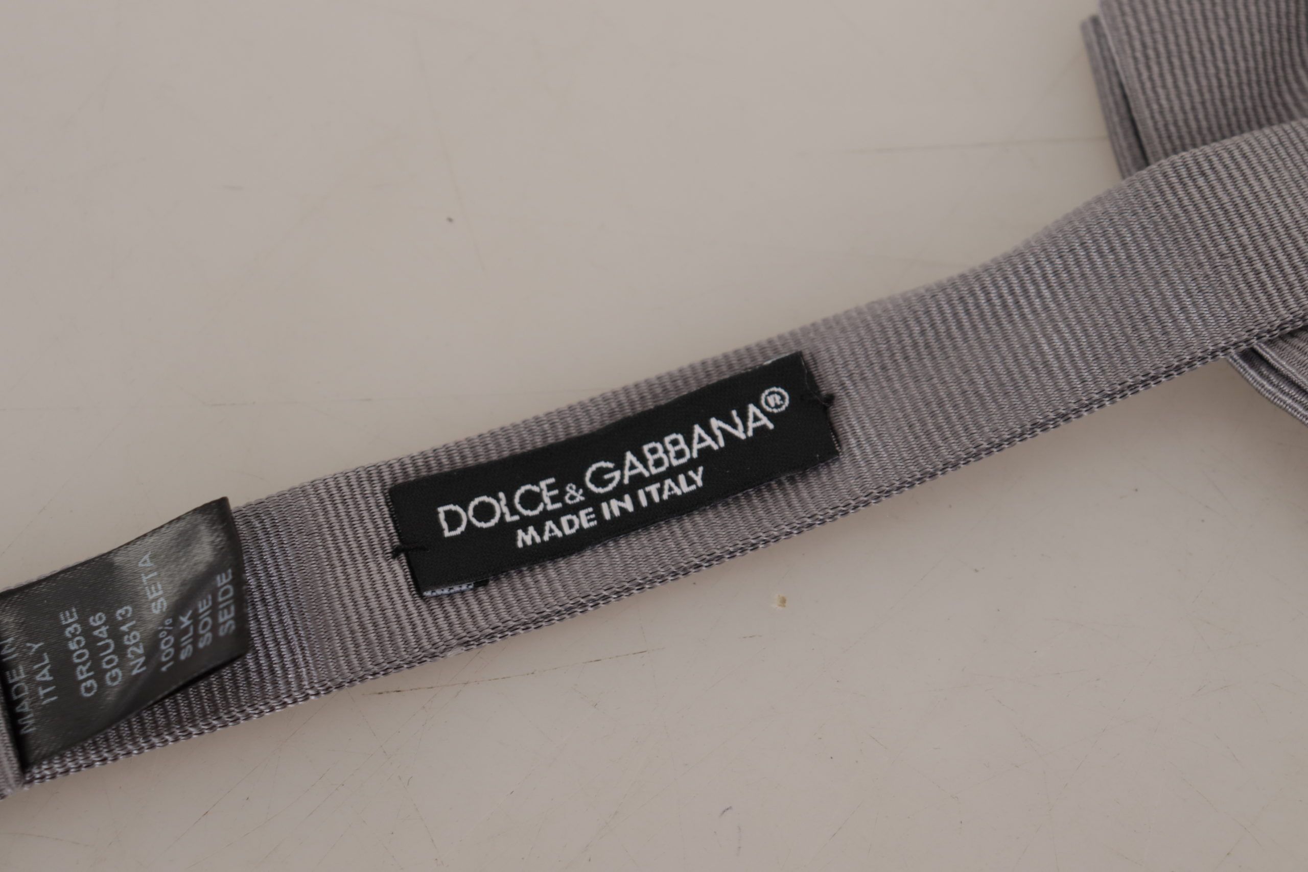 Dolce & Gabbana Elegant Gray Silk Bow Men's Tie Size ONE SIZE - 6 Thumbnail