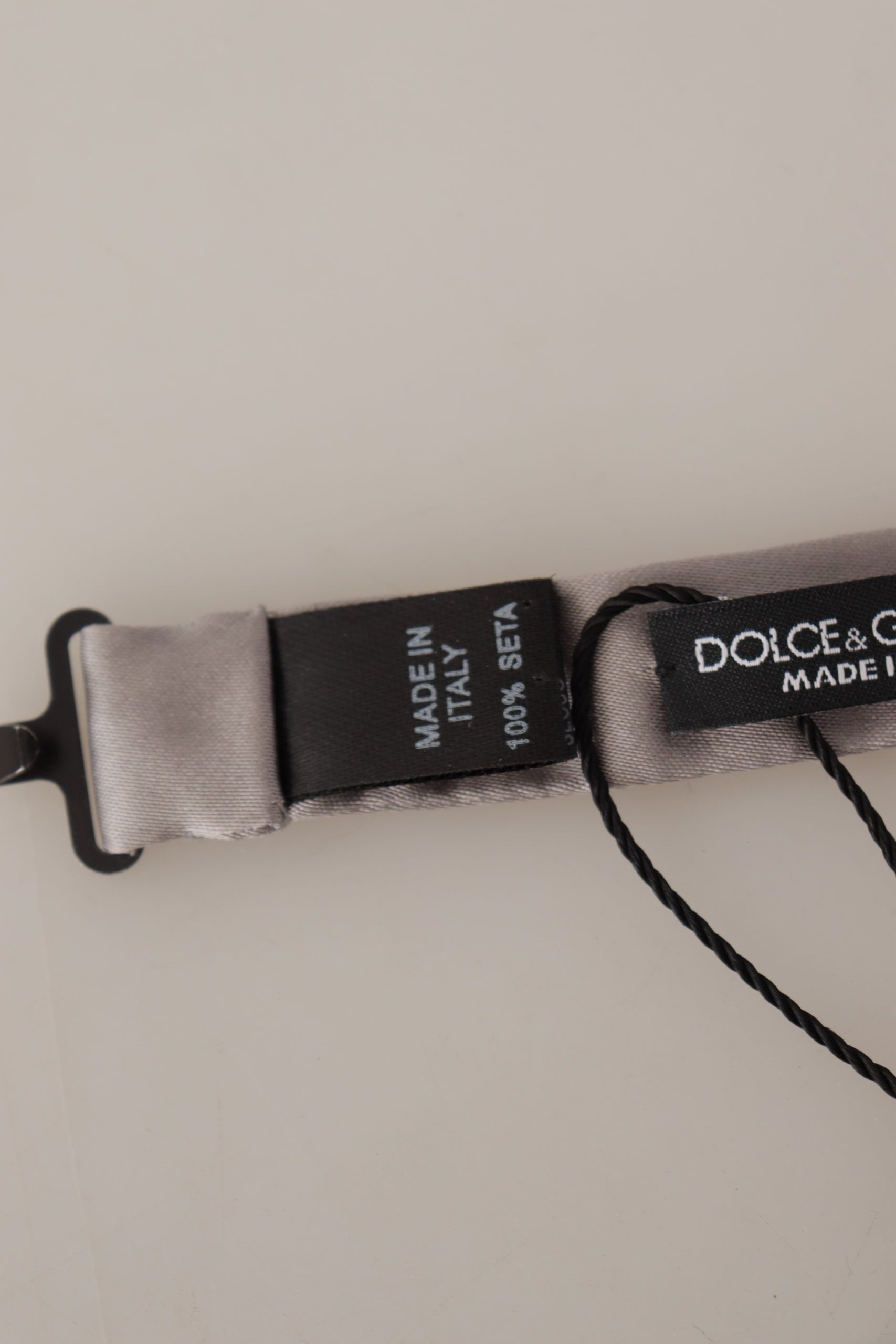 Dolce & Gabbana Elegant Silver Silk Bow Tie for Sophisticated Men's Evening Size ONE SIZE - 6 Thumbnail