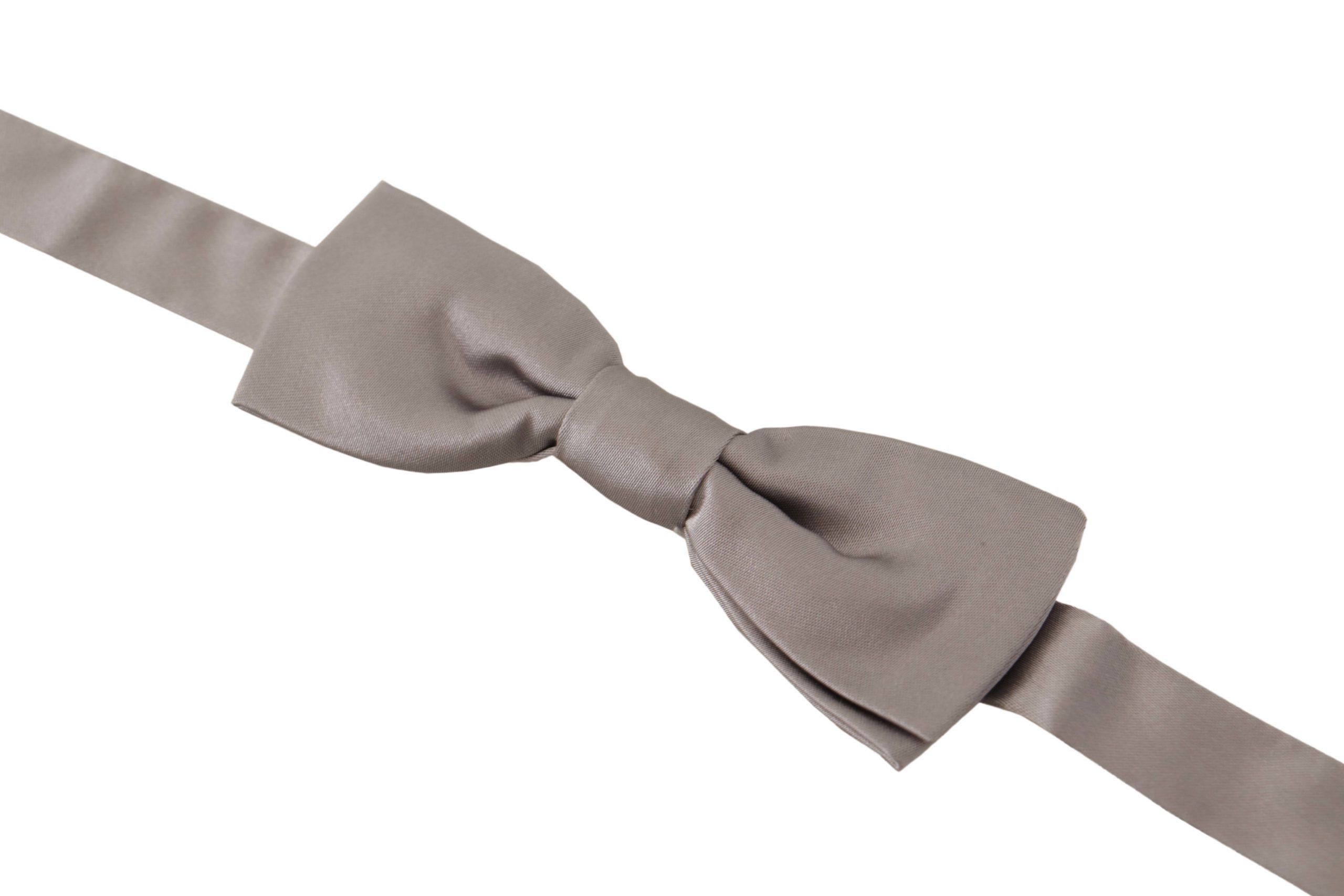 Dolce & Gabbana Elegant Silver Silk Bow Tie for Sophisticated Men's Evening Size ONE SIZE - 2 Thumbnail