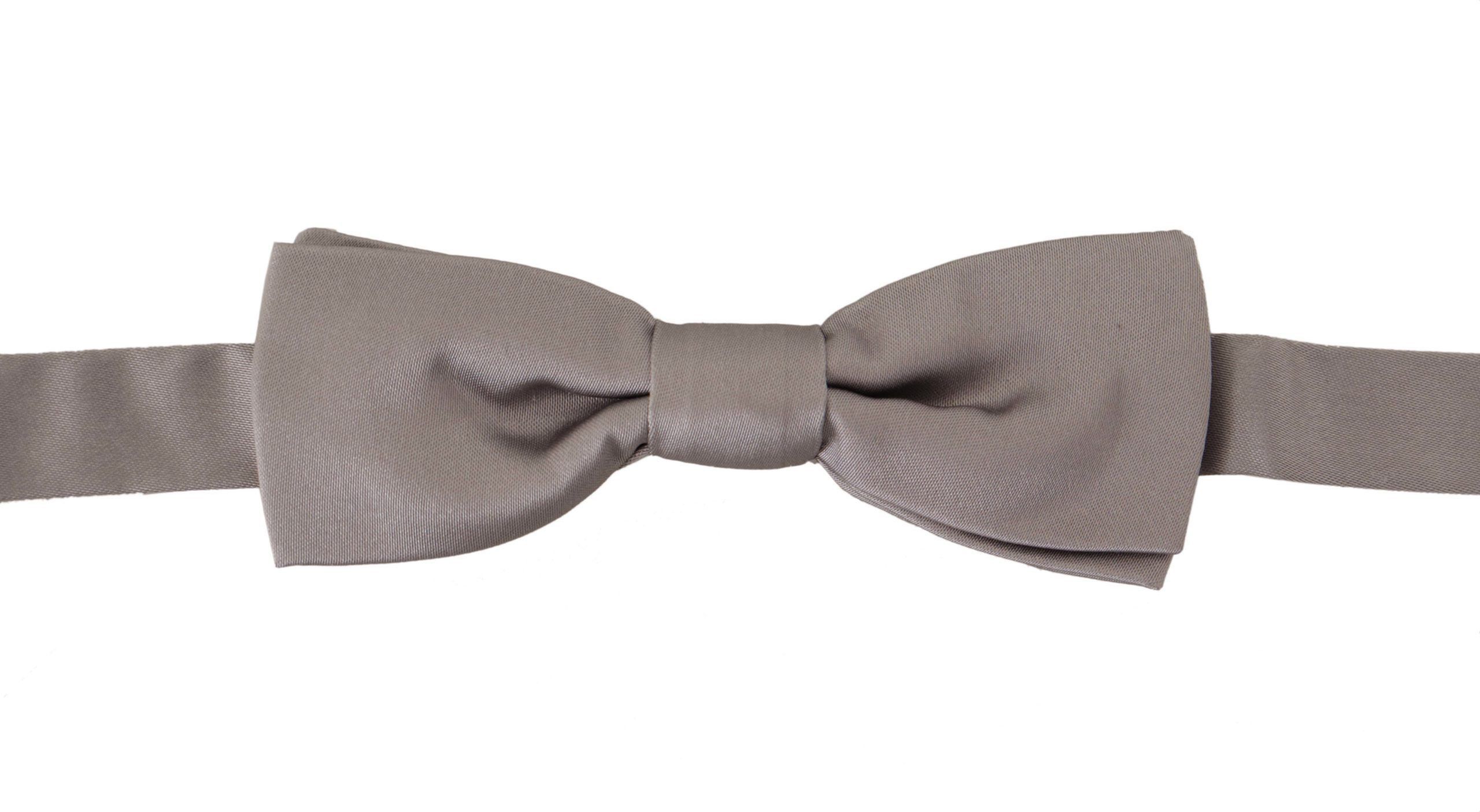 Dolce & Gabbana Elegant Silver Silk Bow Tie for Sophisticated Men's Evening Size ONE SIZE - 4 Thumbnail
