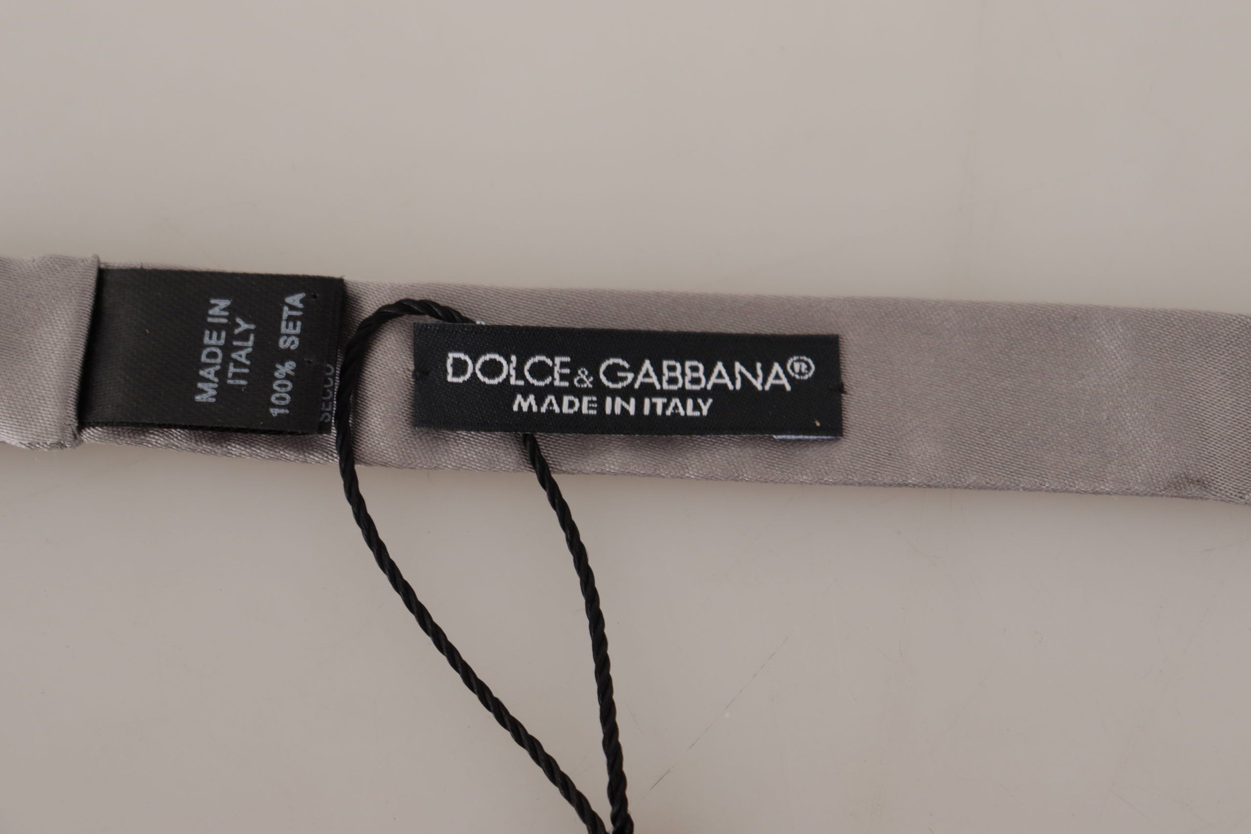 Dolce & Gabbana Elegant Silver Silk Bow Tie for Sophisticated Men's Evening Size ONE SIZE - 5 Thumbnail