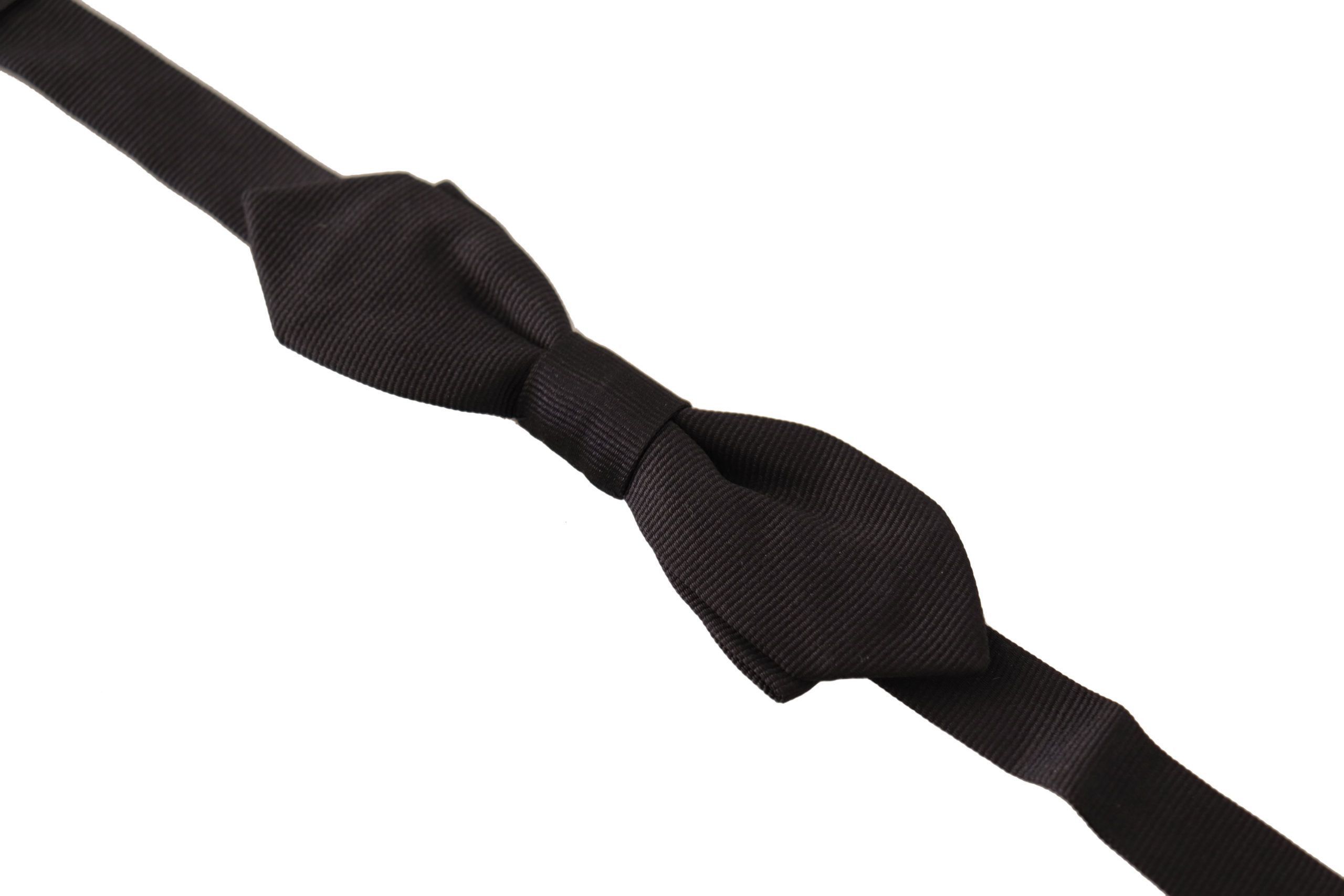 Dolce & Gabbana Elegant Black Silk Bow Men's Tie Size ONE SIZE - 2 Thumbnail