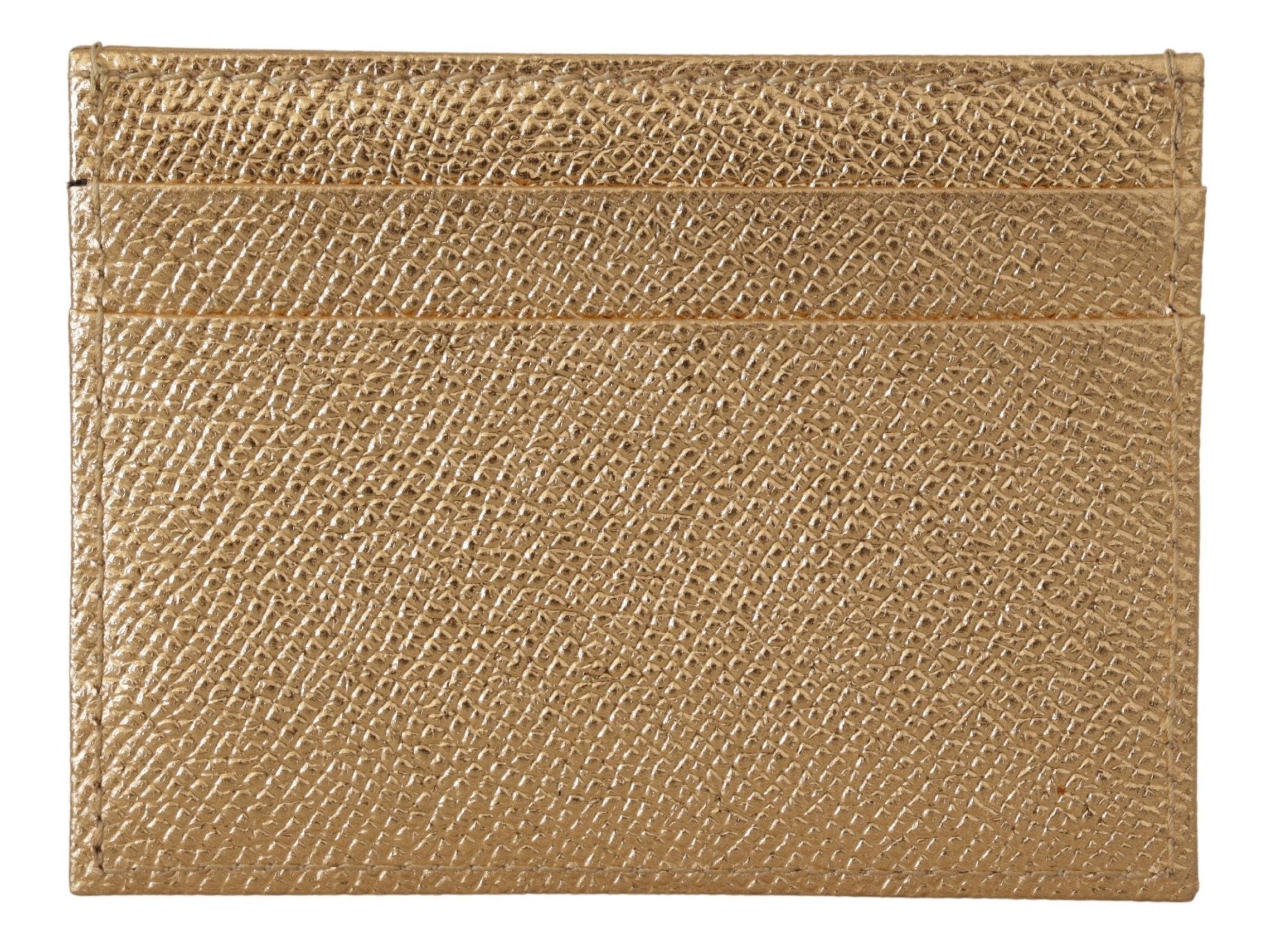 Dolce & Gabbana Elegant Gold Leather Women's Cardholder Size ONE SIZE - 3 Thumbnail