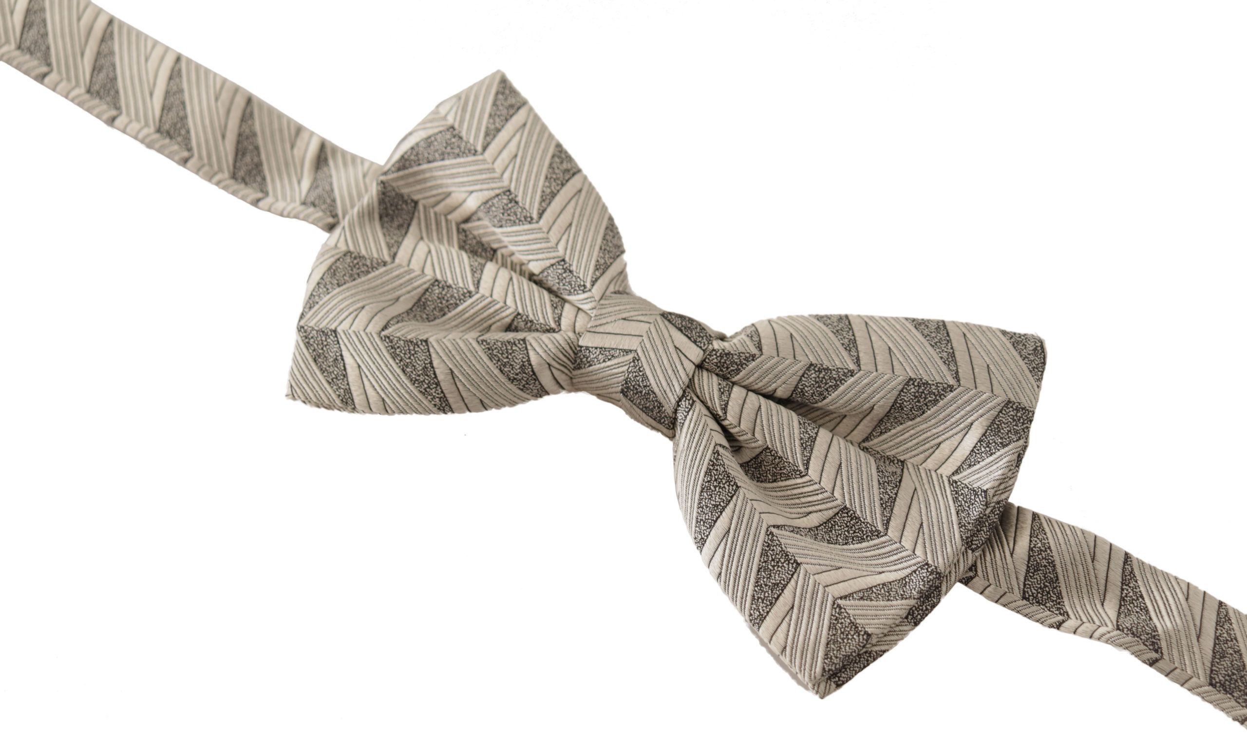 Dolce & Gabbana Elegant Silk Grey Bow Men's Tie Size ONE SIZE - 3 Thumbnail