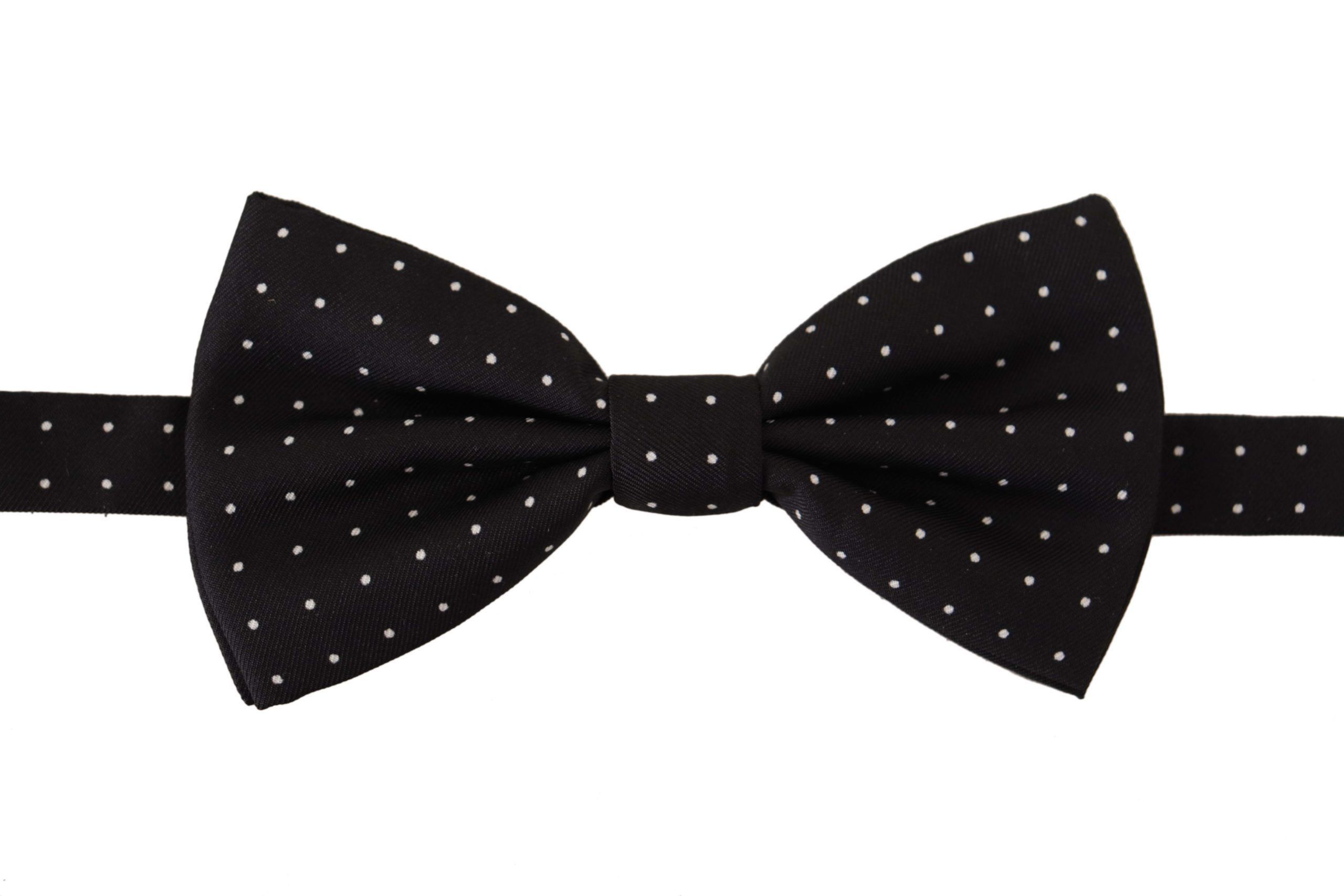 Dolce & Gabbana Elegant Black Polka Dot Silk Bow Men's Tie Size ONE SIZE - 6 Thumbnail