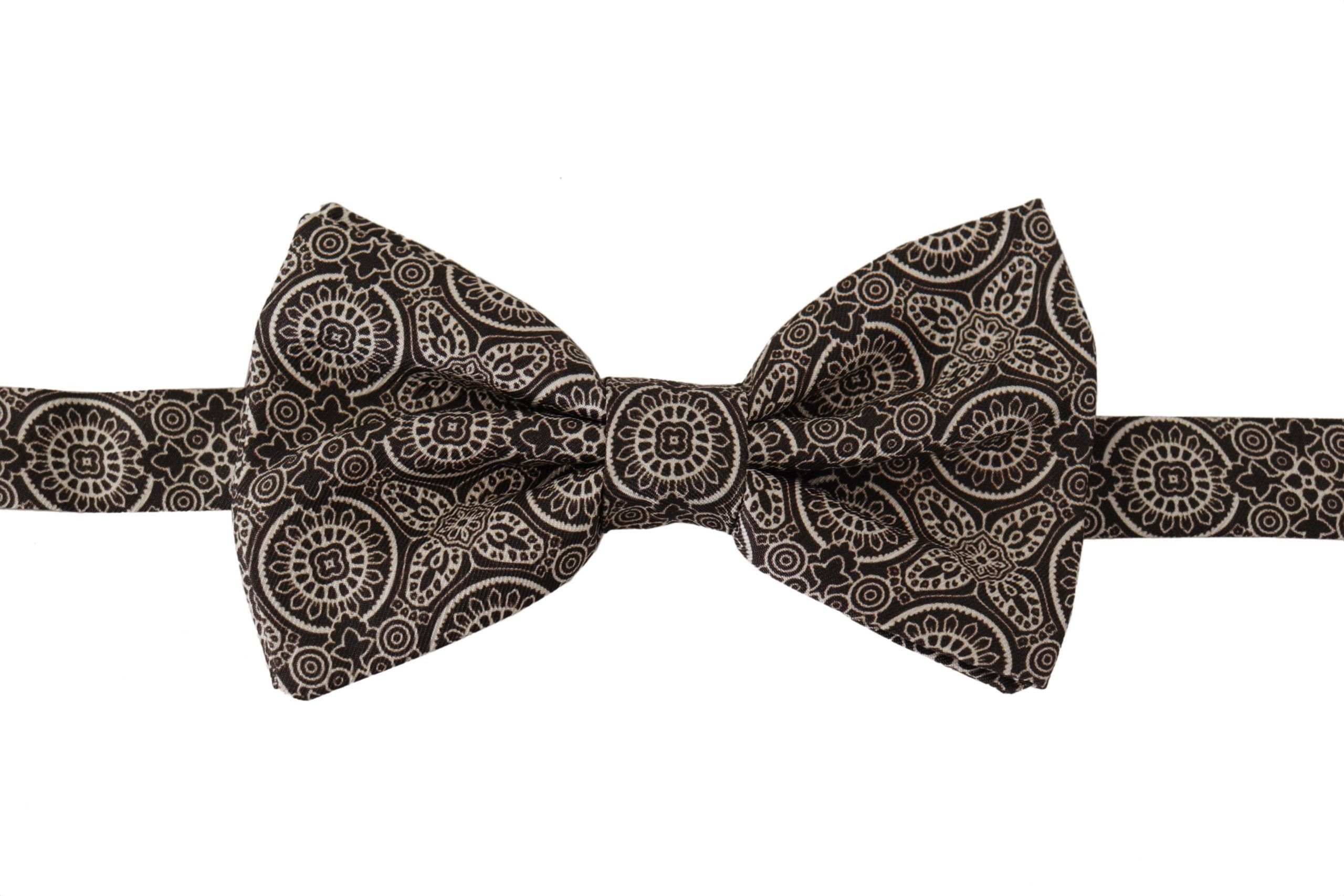 Dolce & Gabbana Elegant Silk Black & White Bow Men's Tie Size ONE SIZE - 4 Thumbnail