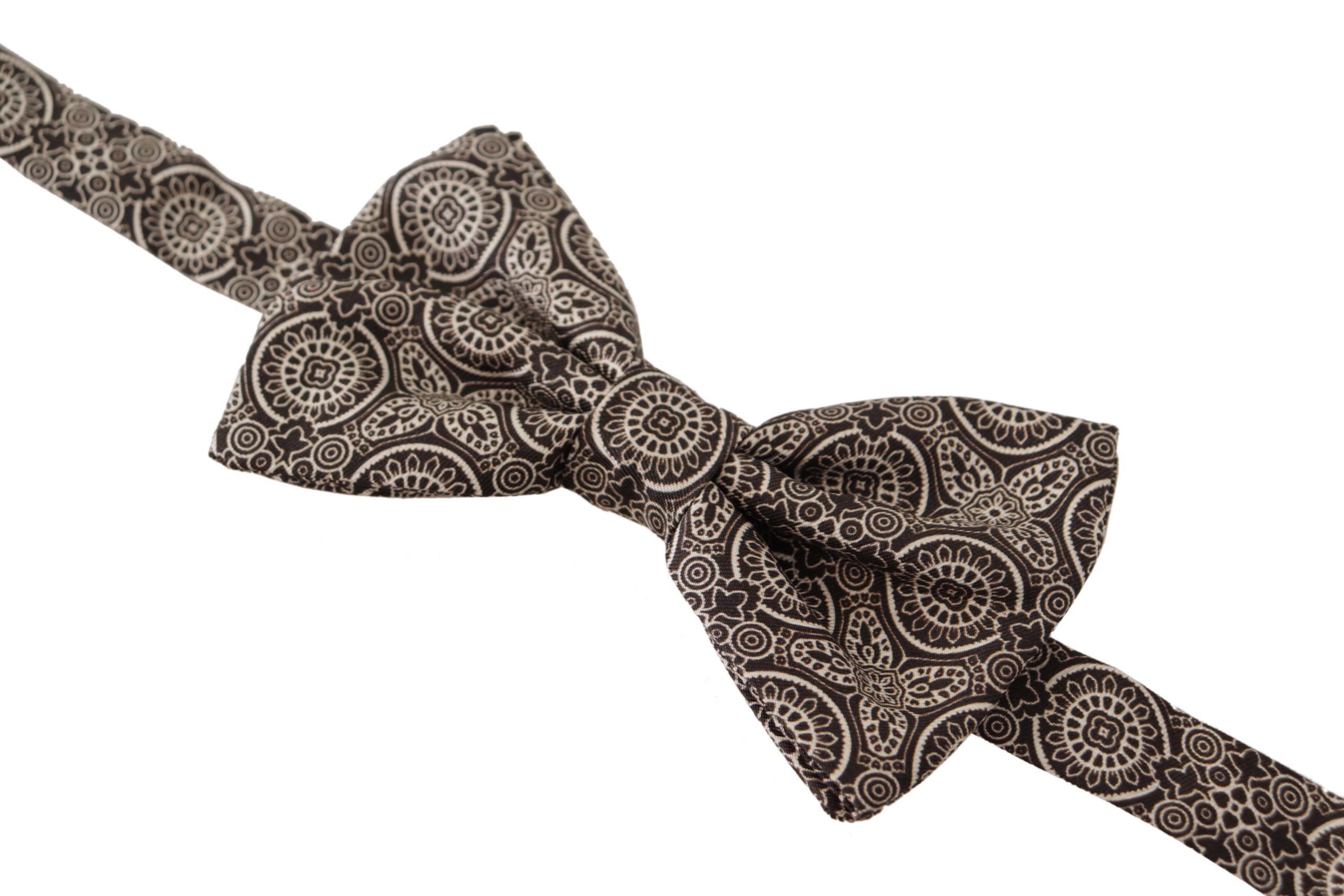 Dolce & Gabbana Elegant Silk Black & White Bow Men's Tie Size ONE SIZE - 2 Thumbnail