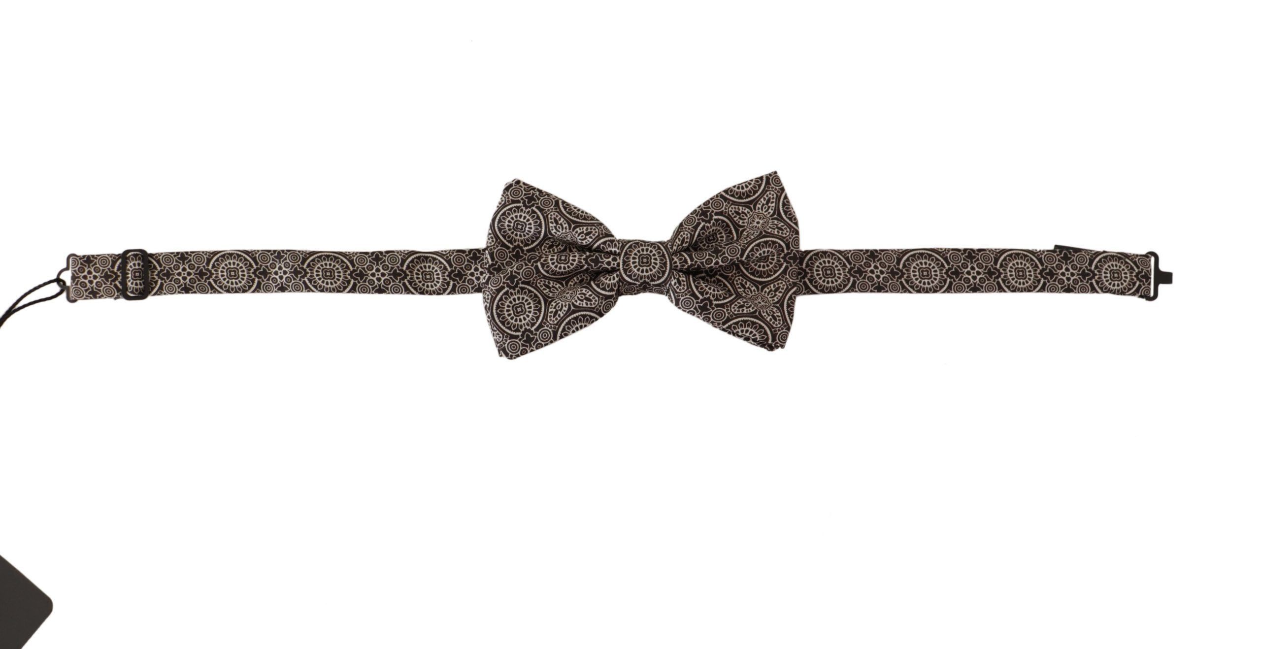Dolce & Gabbana Elegant Silk Black & White Bow Men's Tie Size ONE SIZE - 3 Thumbnail