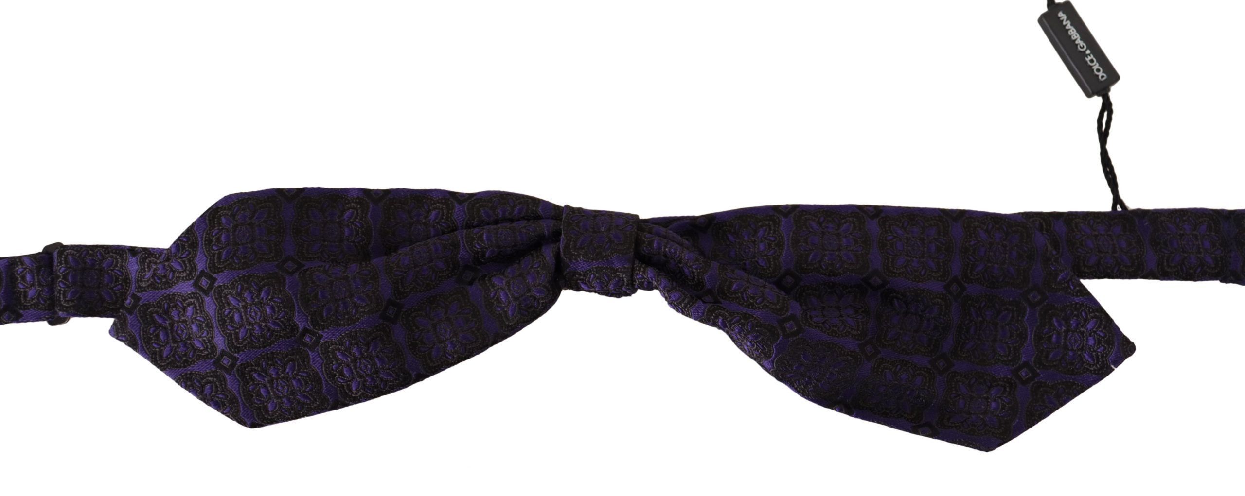 Dolce & Gabbana Elegant Blue Geometric Silk Bow Men's Tie Size ONE SIZE - 2 Thumbnail
