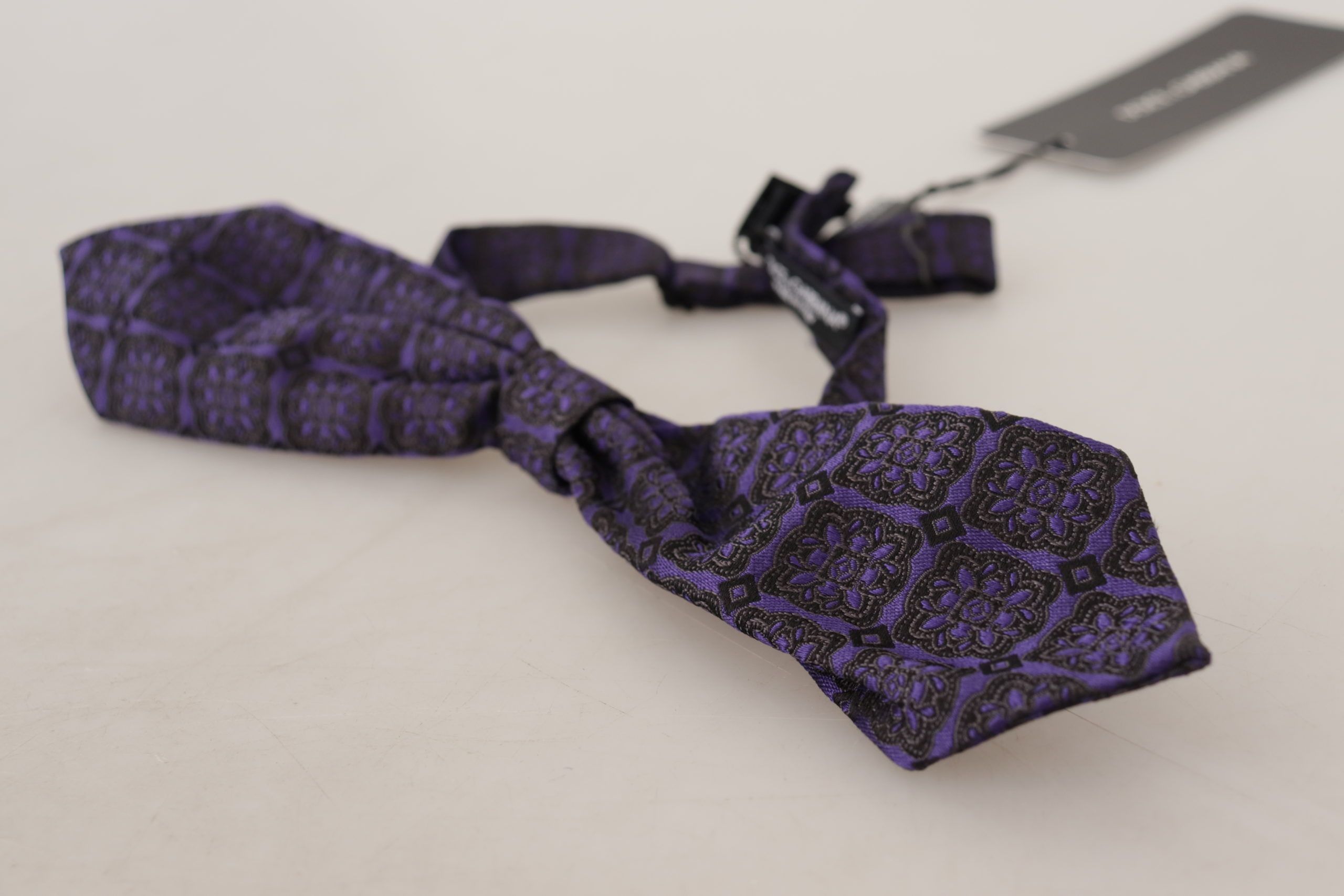Dolce & Gabbana Elegant Blue Geometric Silk Bow Men's Tie Size ONE SIZE - 3 Thumbnail