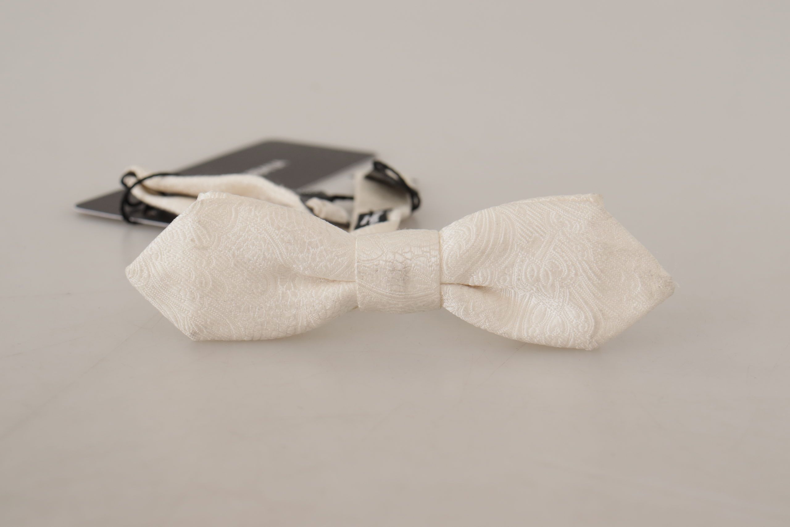 Dolce & Gabbana Elegant White Silk Bow Men's Tie Size ONE SIZE - 4 Thumbnail