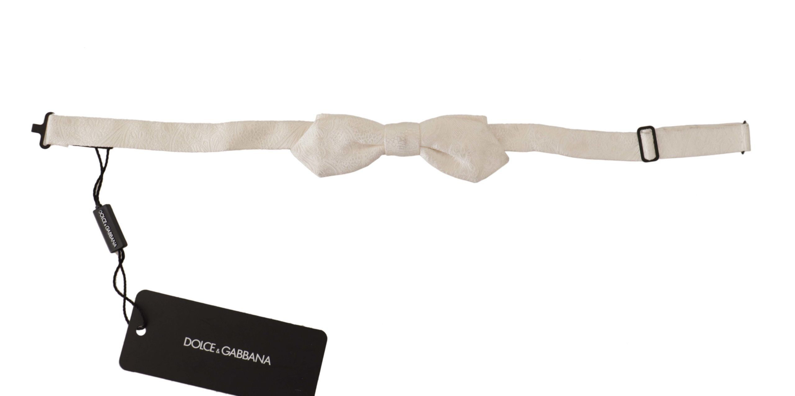 Dolce & Gabbana Elegant White Silk Bow Men's Tie Size ONE SIZE - 2 Thumbnail