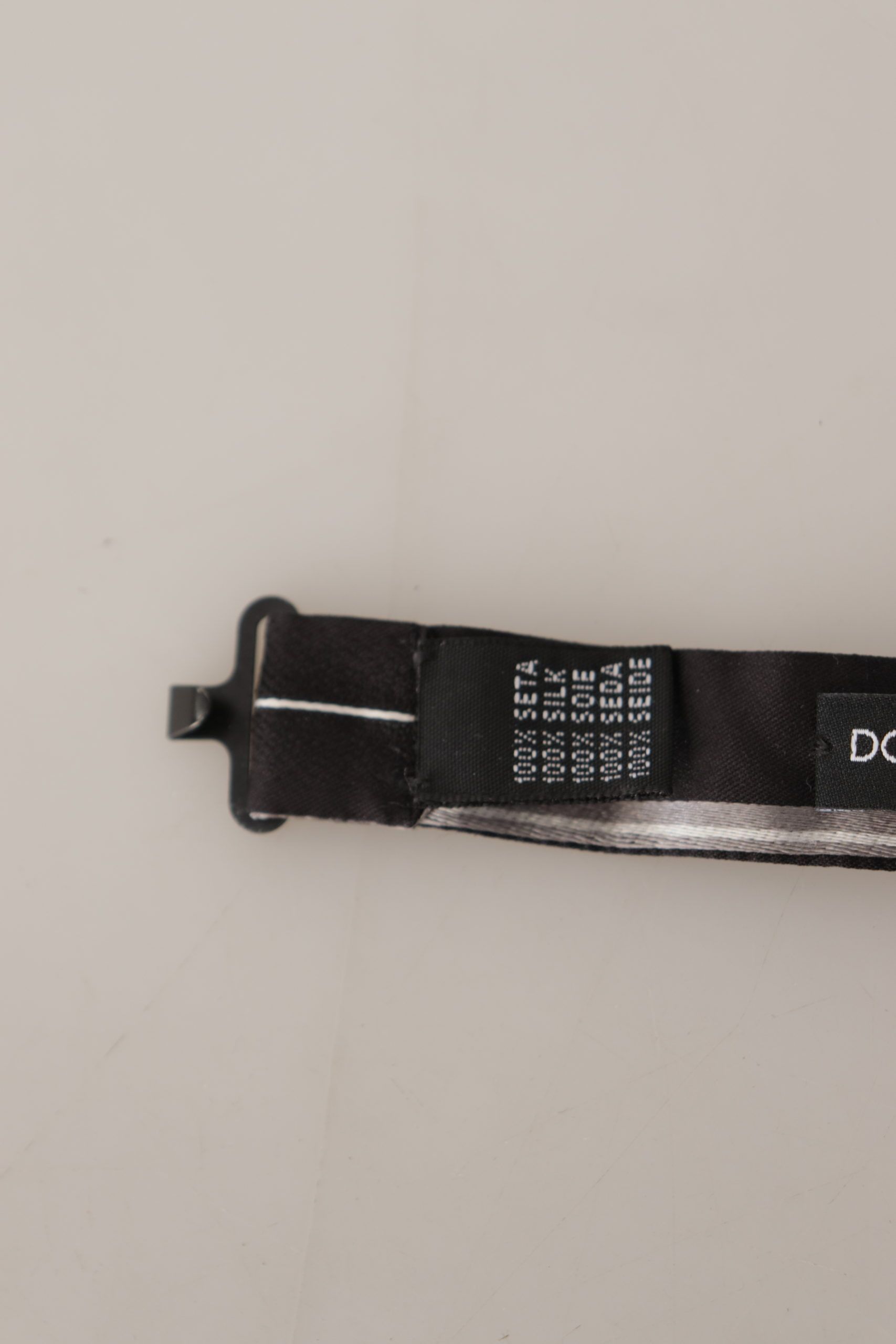 Dolce & Gabbana Elegant Silk Bow Tie in Black and Men's Grey Size ONE SIZE - 5 Thumbnail