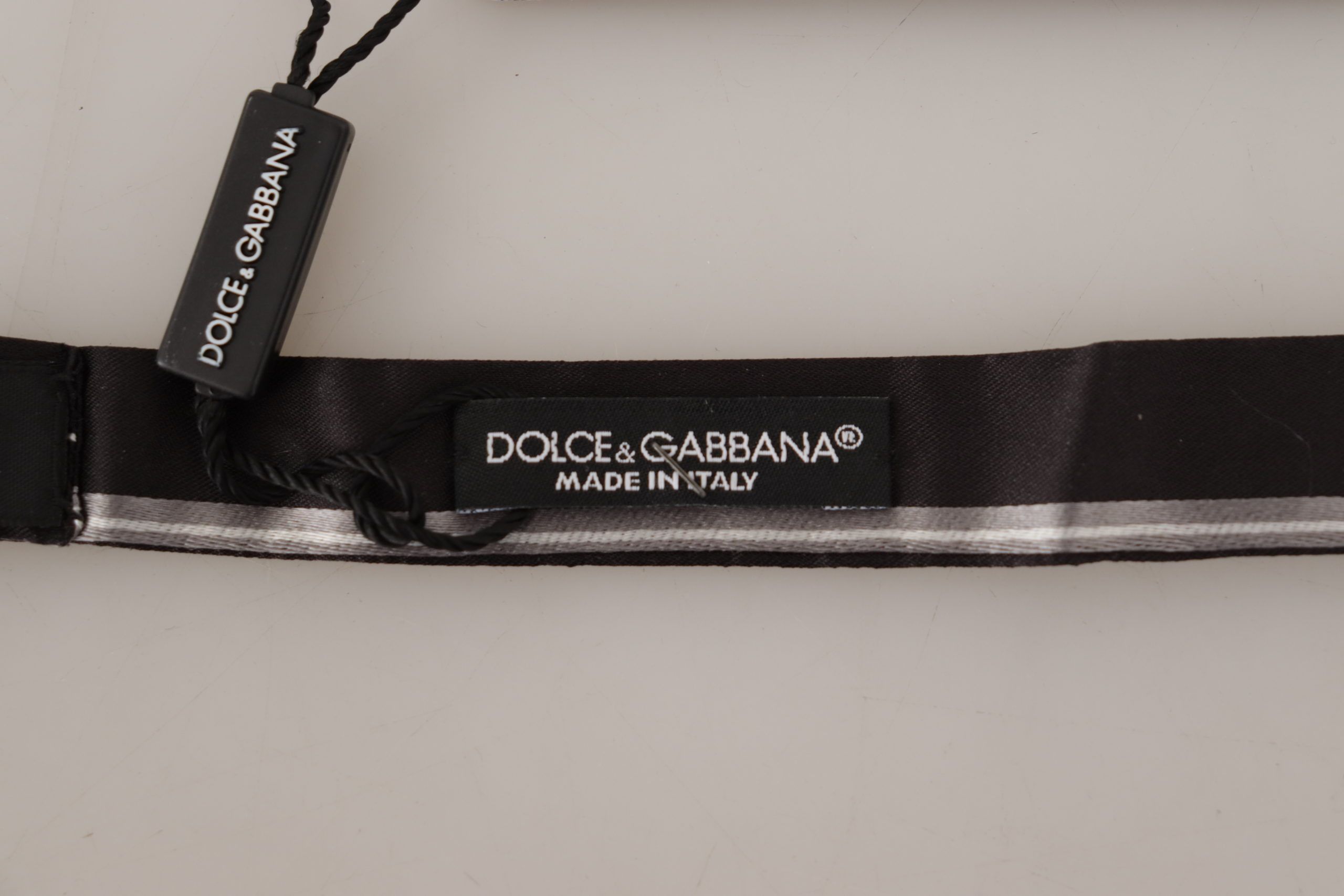 Dolce & Gabbana Elegant Silk Bow Tie in Black and Men's Grey Size ONE SIZE - 4 Thumbnail